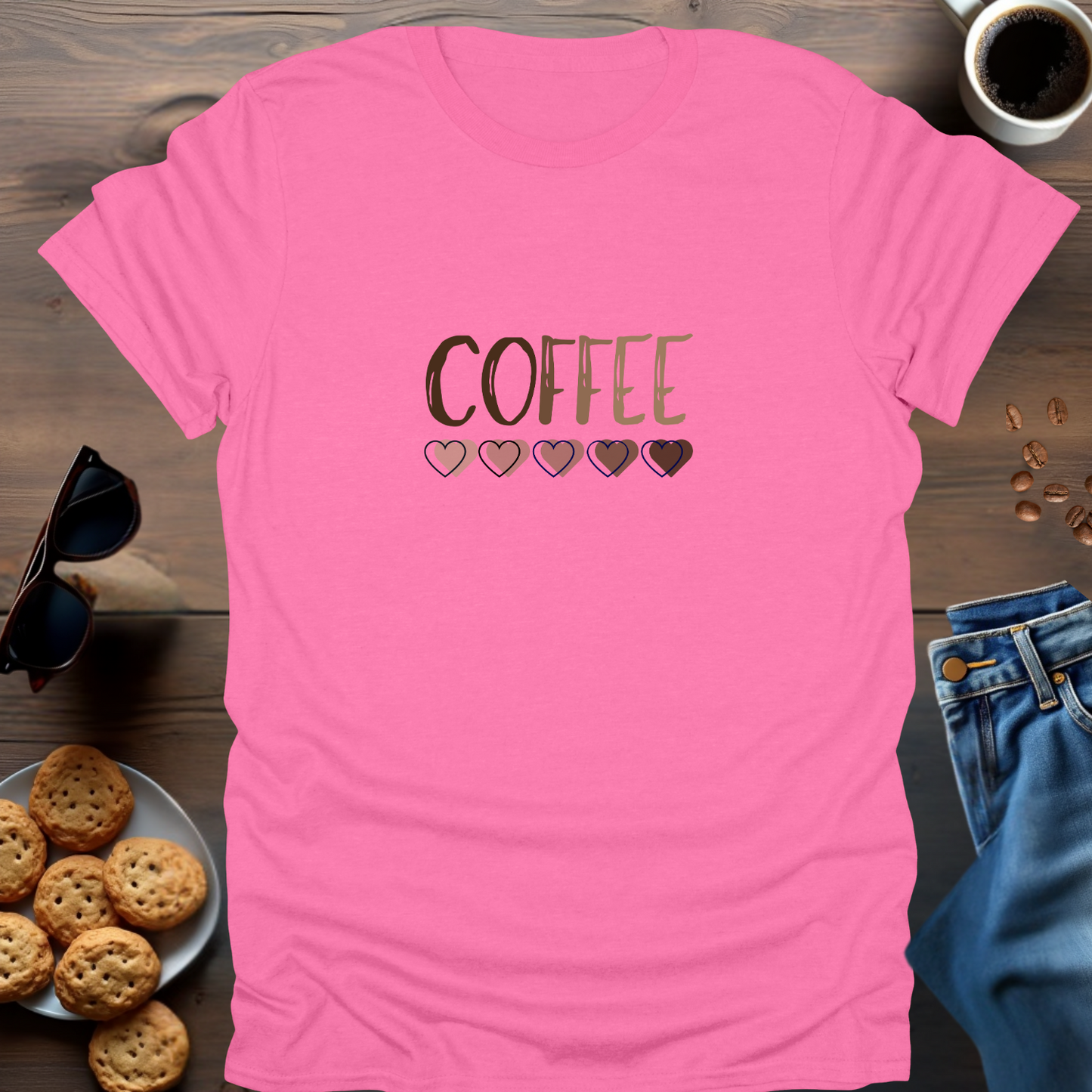 COFFEE with hearts below.... T-Shirt