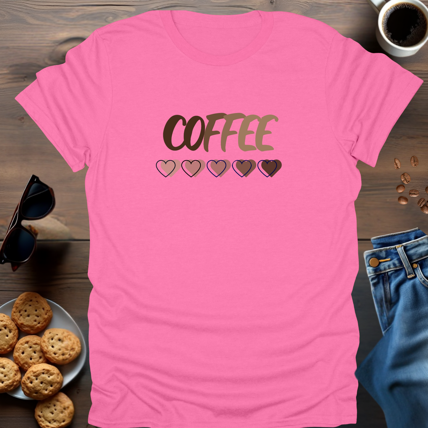 COFFEE with hearts below..... T-Shirt