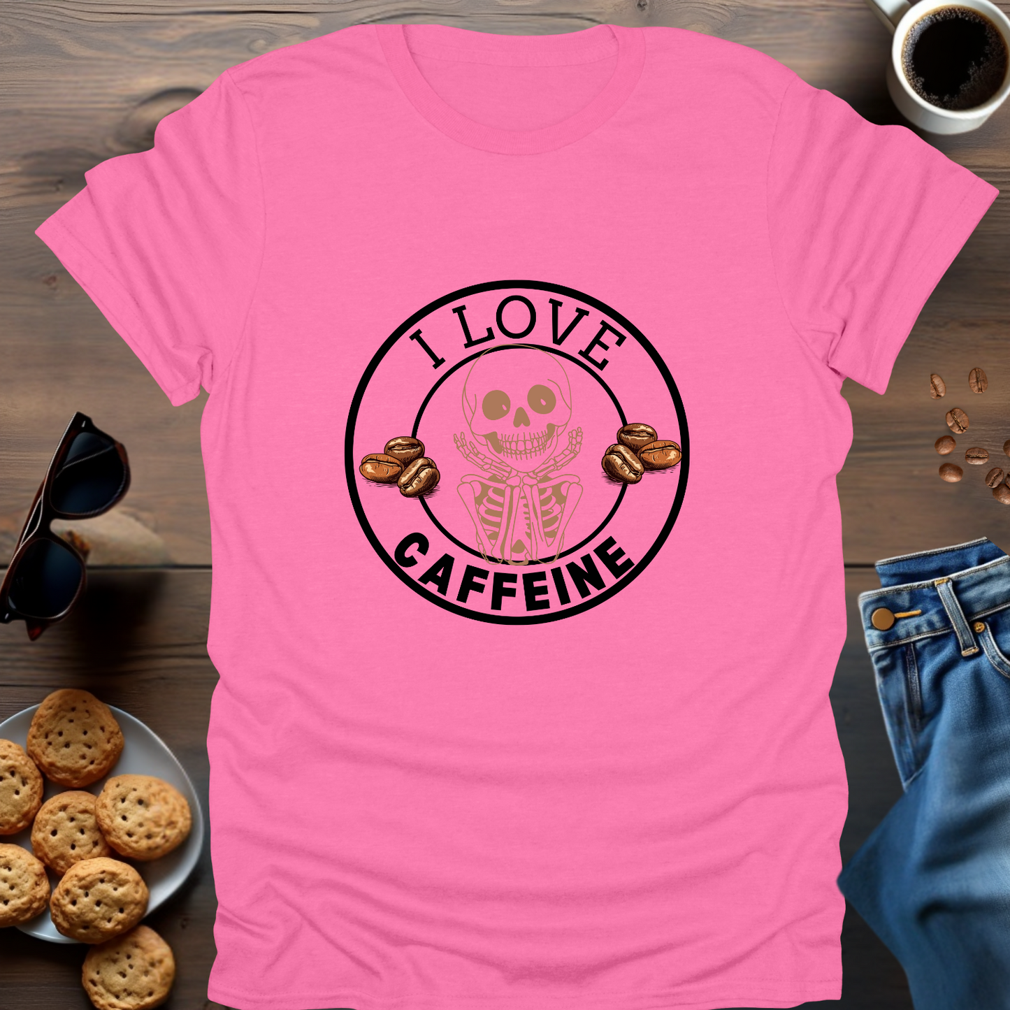 I Love Caffeine Skeleton T-Shirt