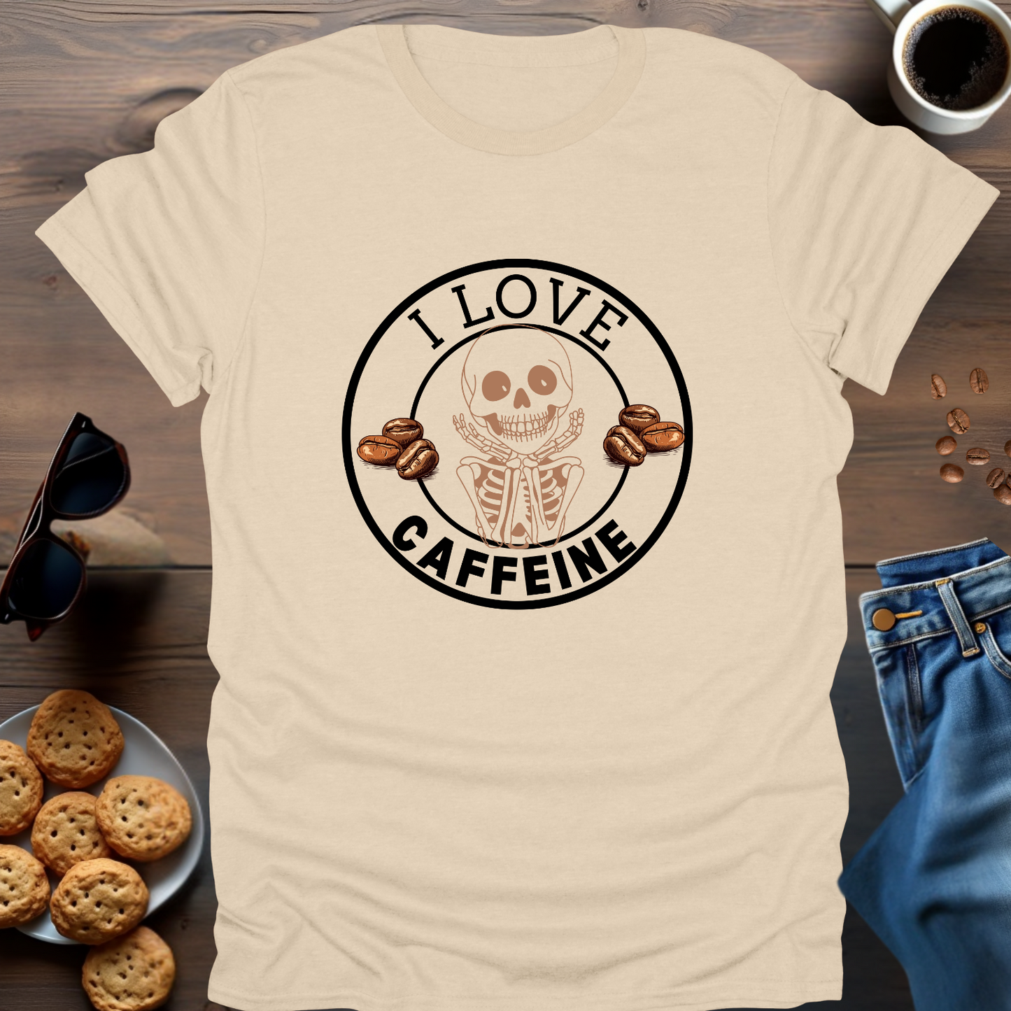 I Love Caffeine Skeleton T-Shirt