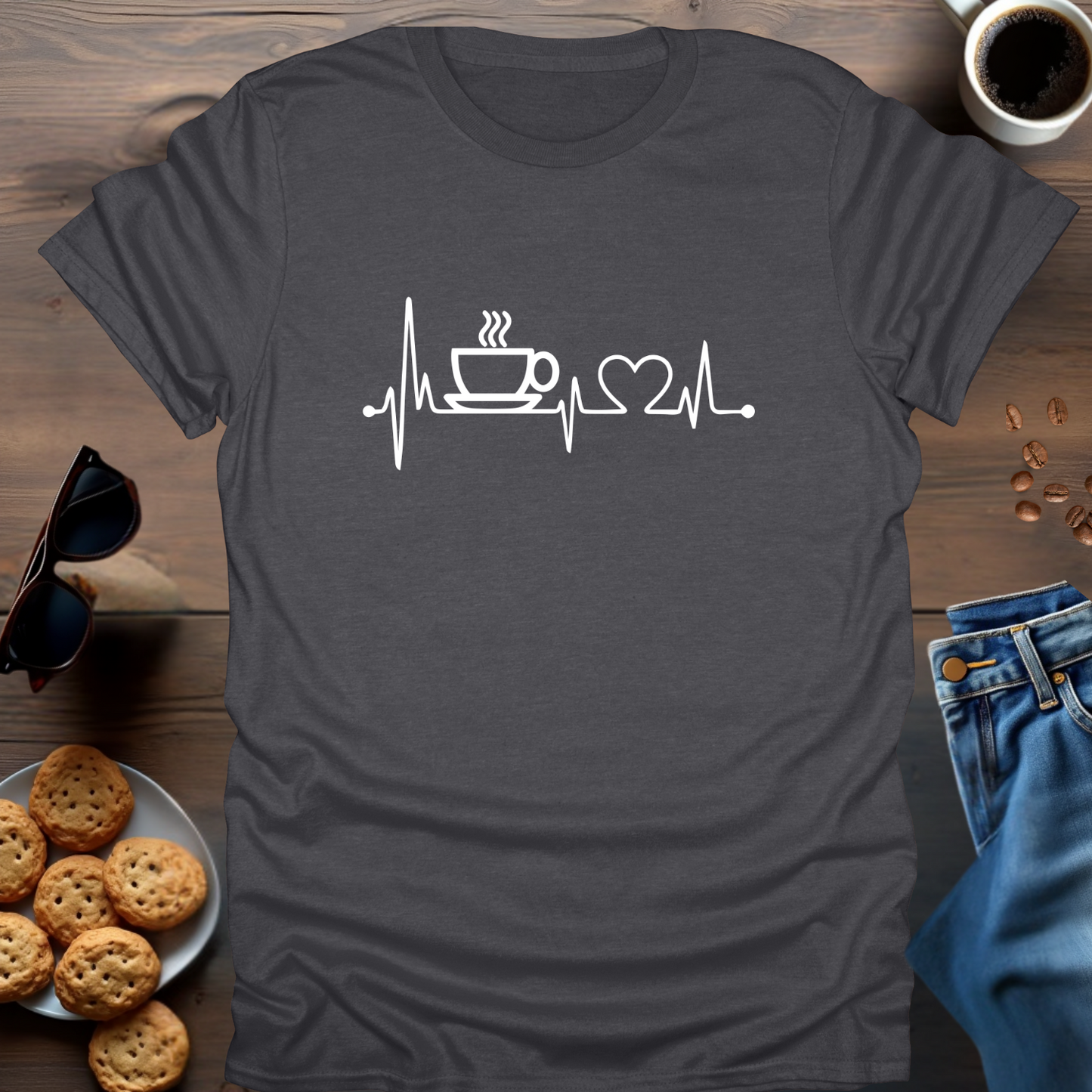 Love Coffee Heart Beat T-Shirt