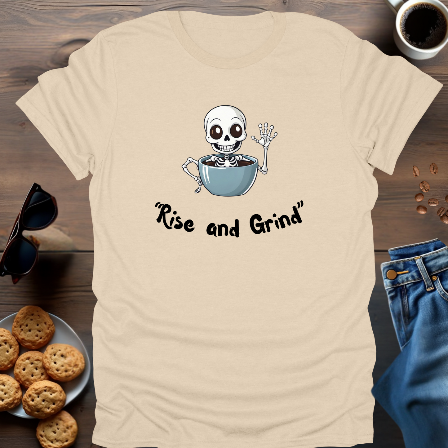 'Rise and Grind' Skeleton T-Shirt