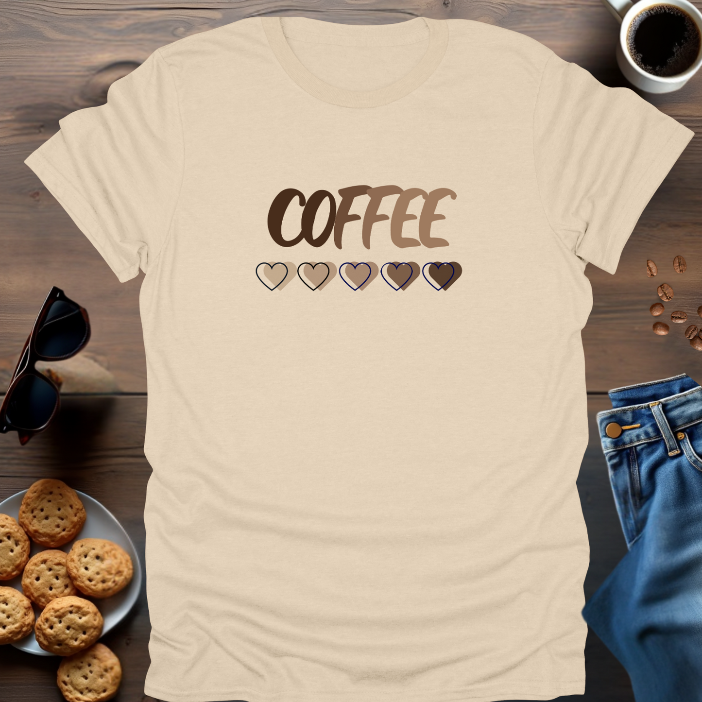 COFFEE with hearts below..... T-Shirt