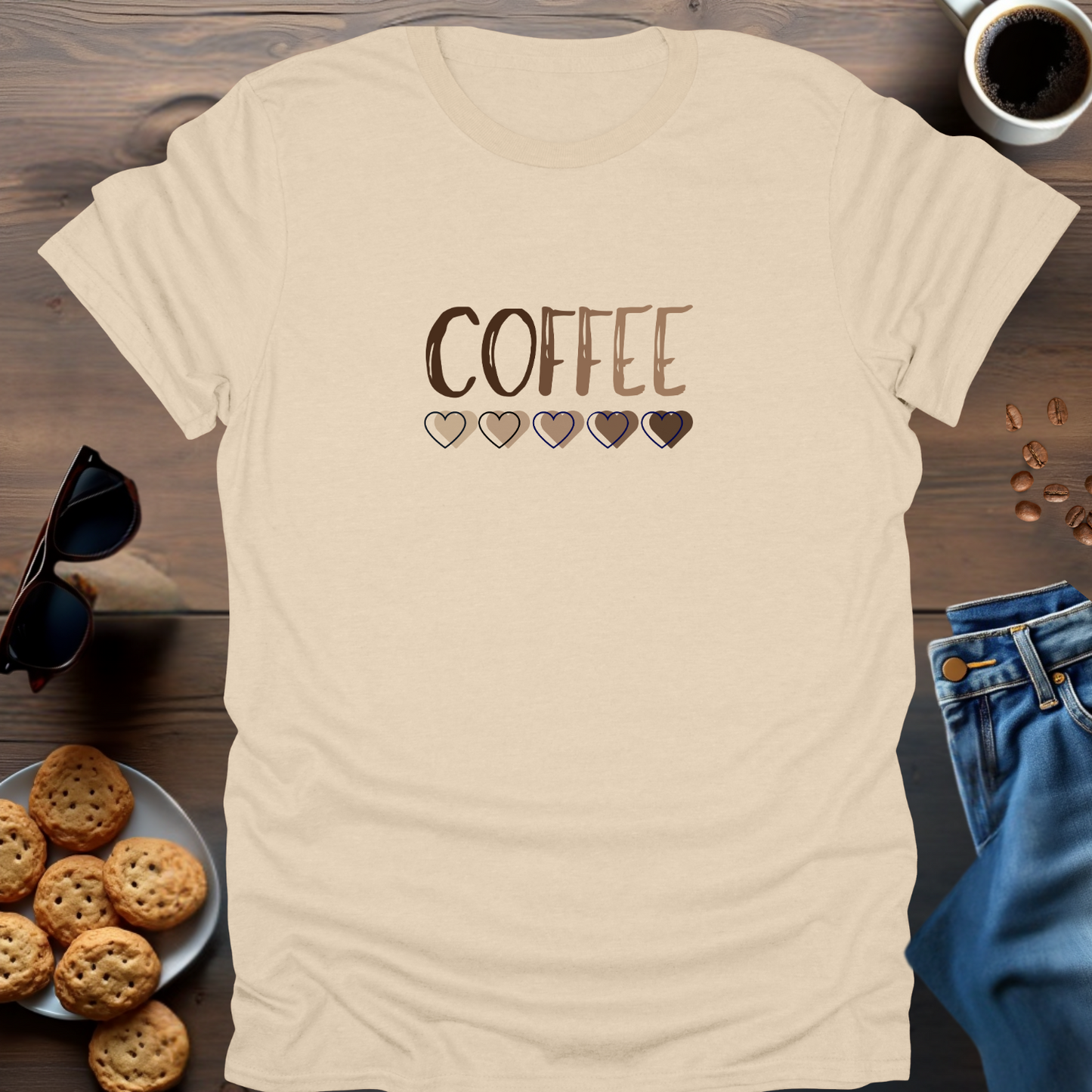 COFFEE with hearts below.... T-Shirt