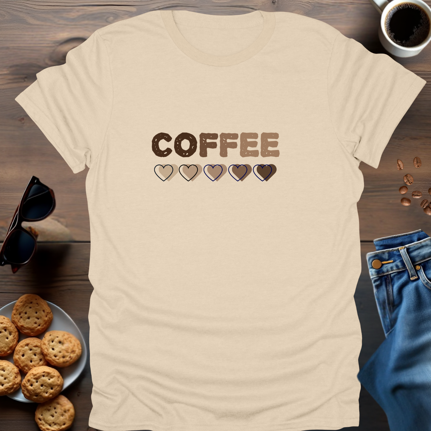 COFFEE with hearts below... T-Shirt