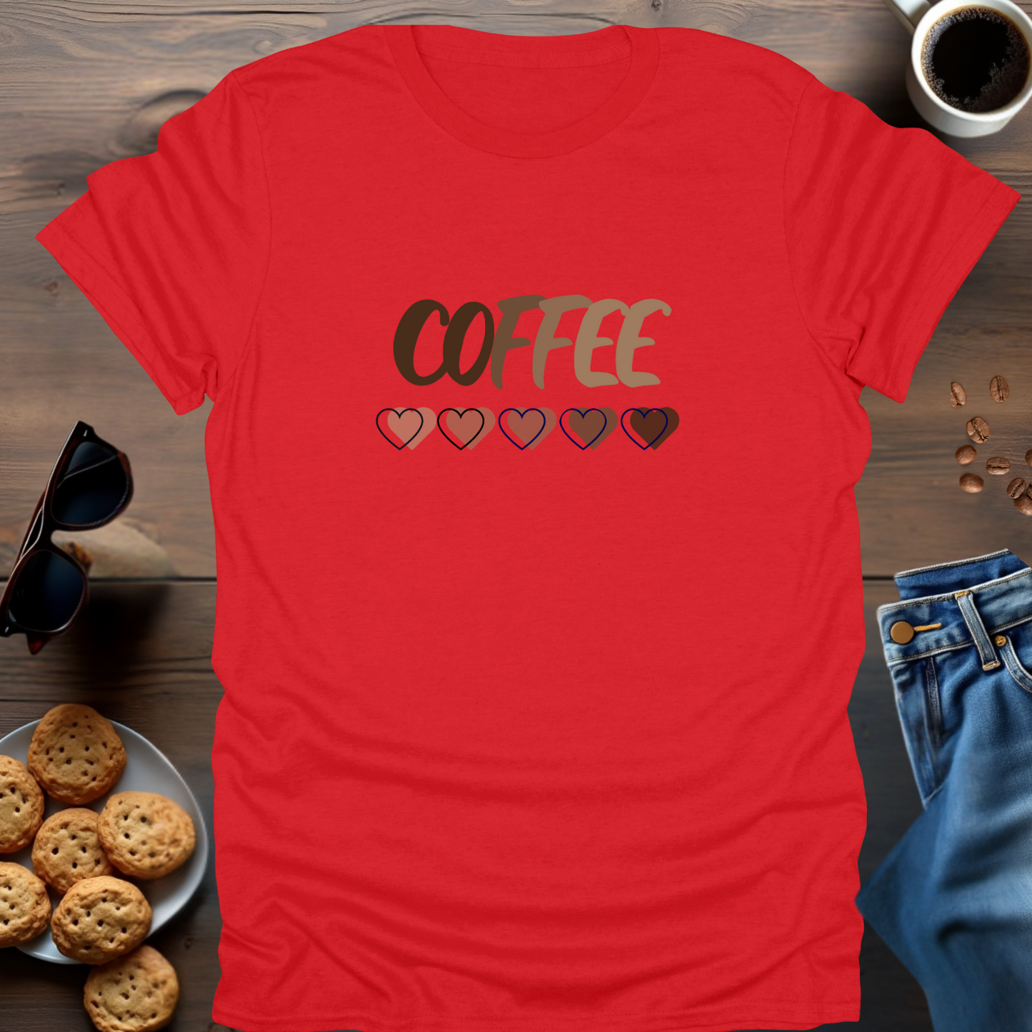 COFFEE with hearts below..... T-Shirt