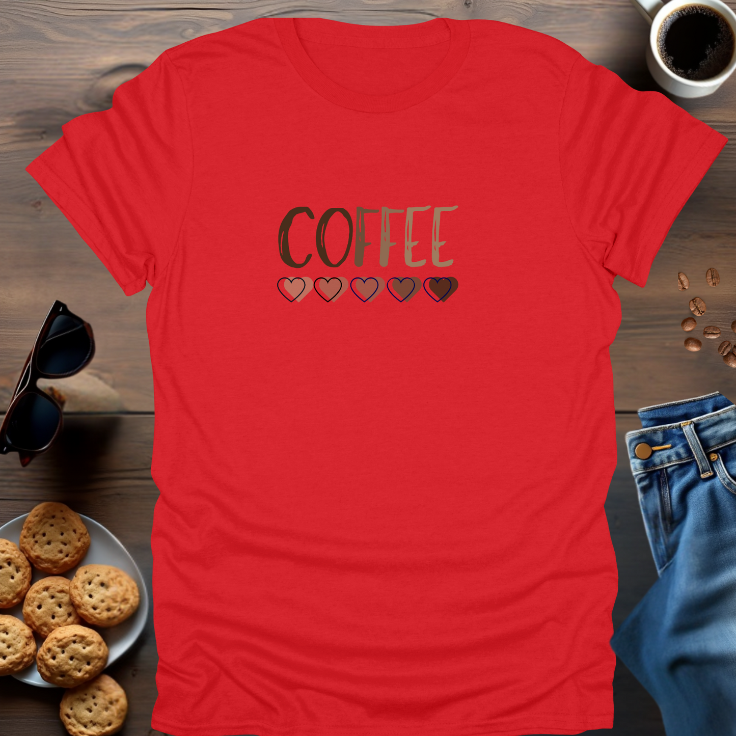 COFFEE with hearts below.... T-Shirt