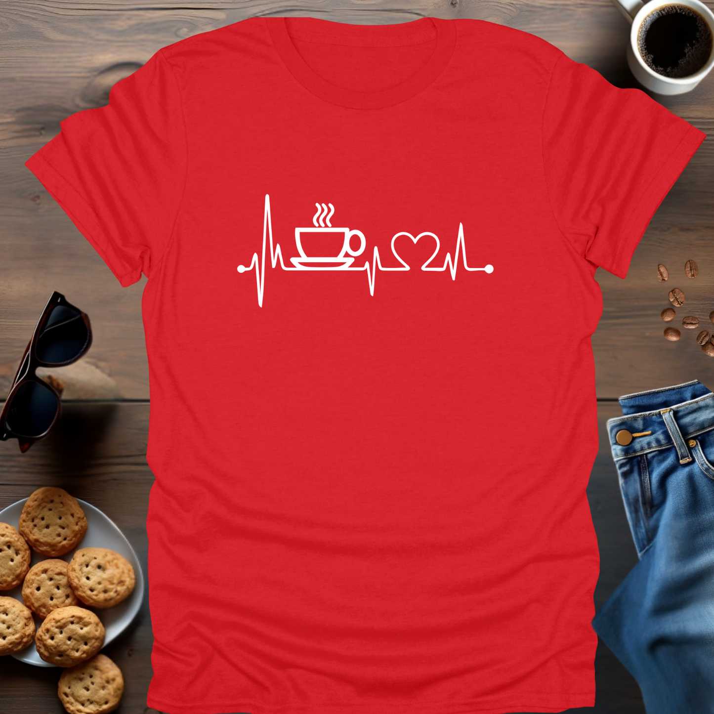 Love Coffee Heart Beat T-Shirt