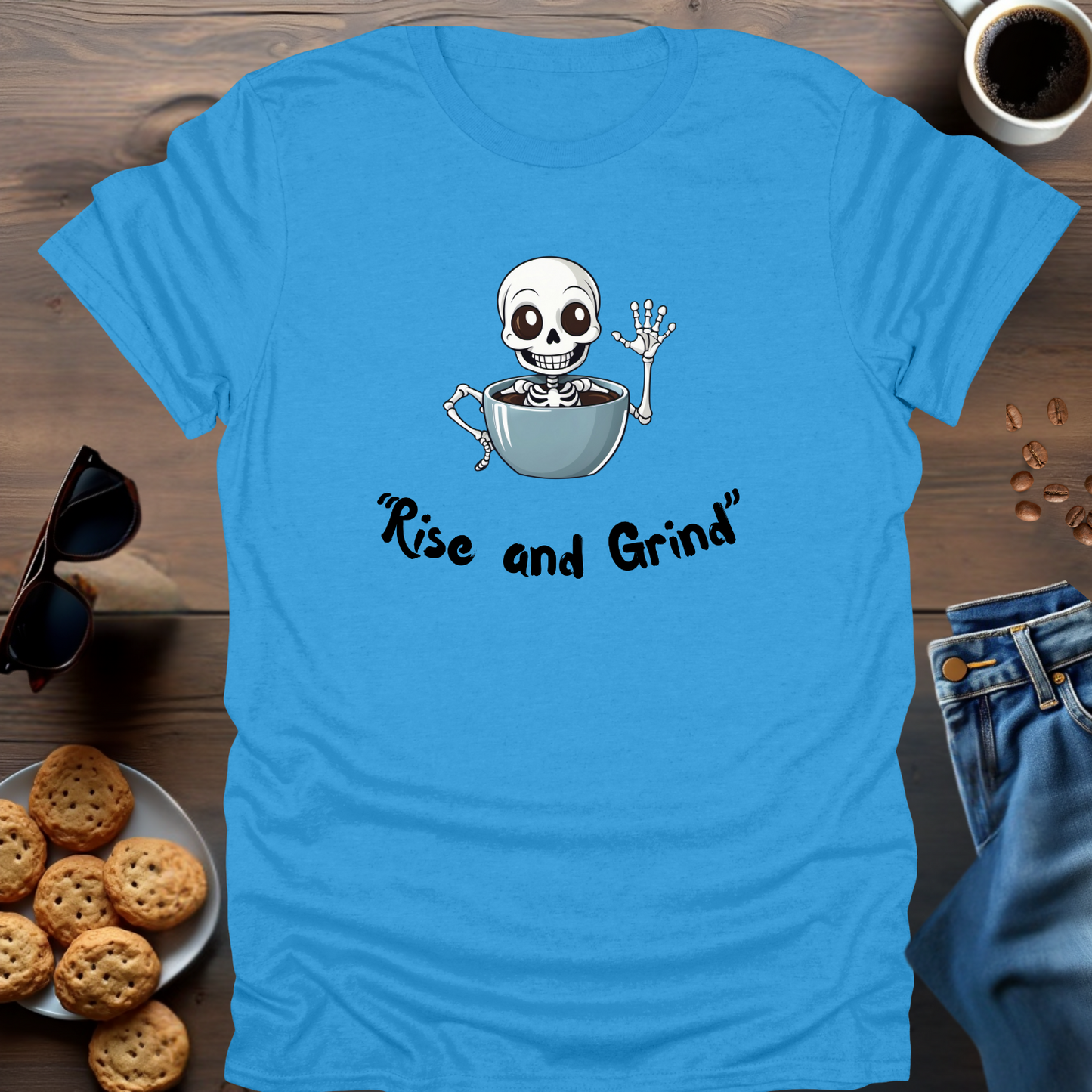 'Rise and Grind' Skeleton T-Shirt