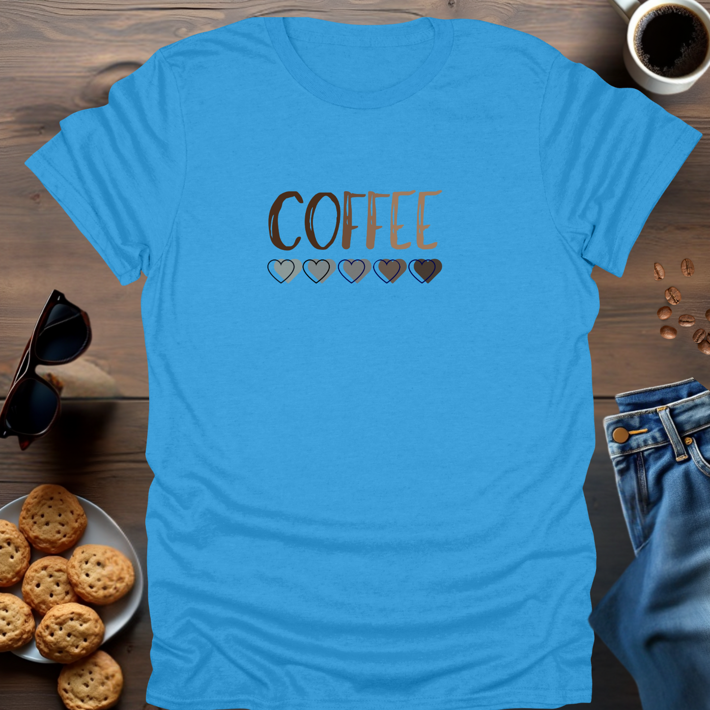 COFFEE with hearts below.... T-Shirt