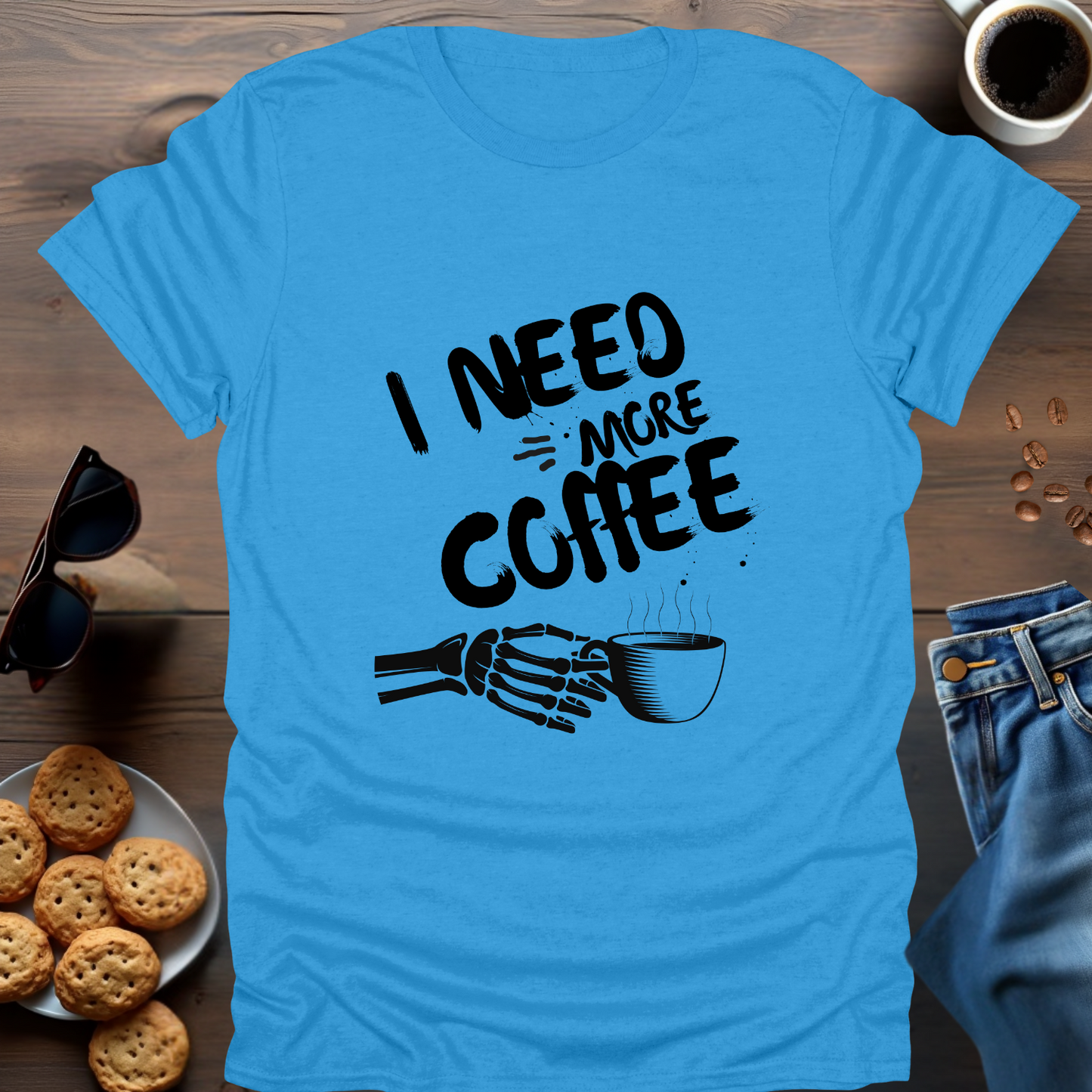 I Need More Caffeine Skeleton Hand T-Shirt