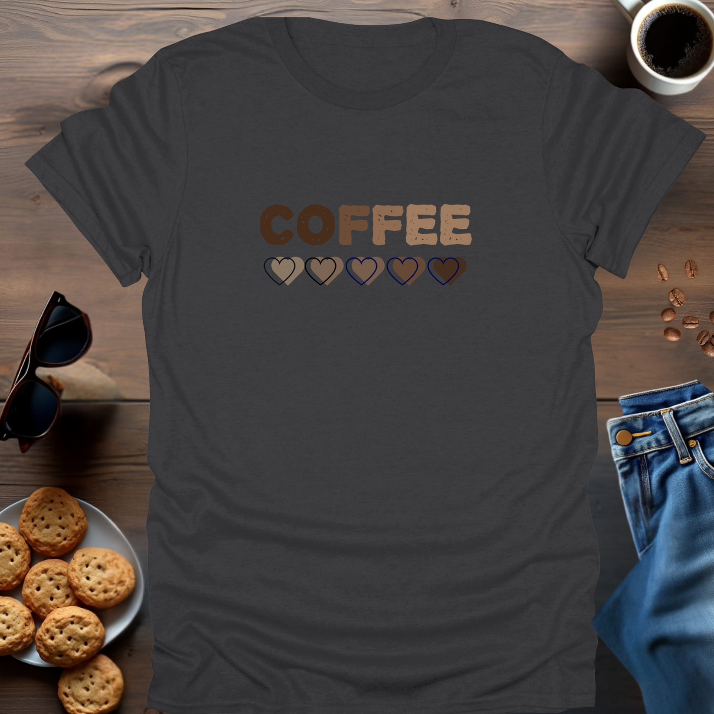 COFFEE with hearts below... T-Shirt