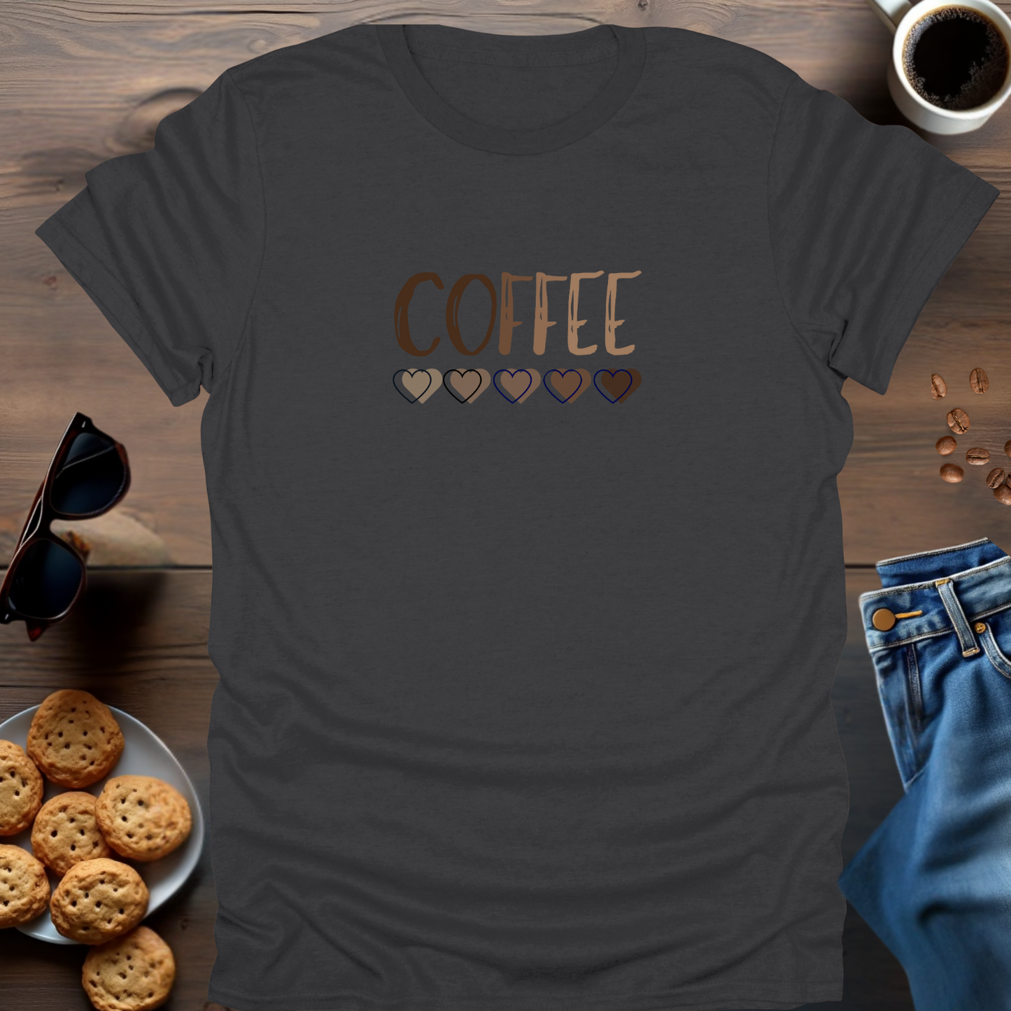 COFFEE with hearts below.... T-Shirt