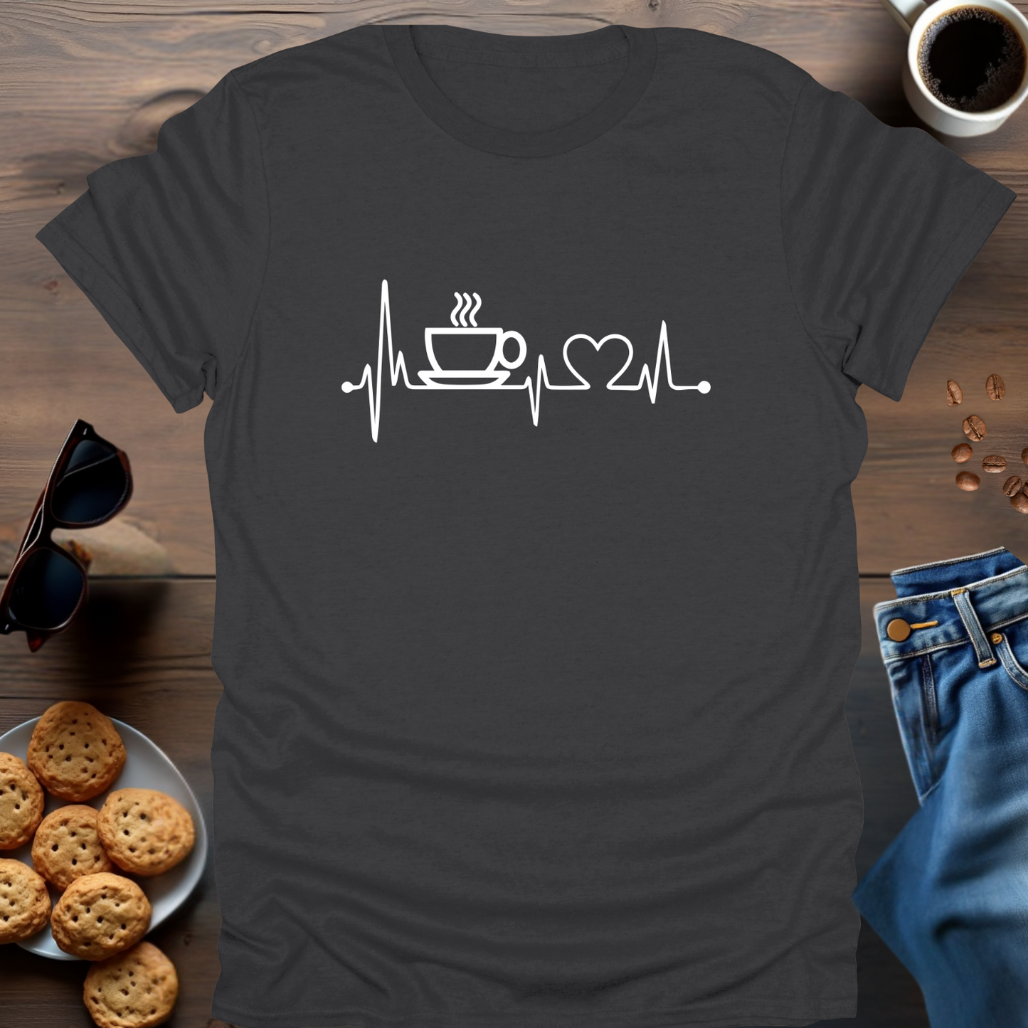 Love Coffee Heart Beat T-Shirt