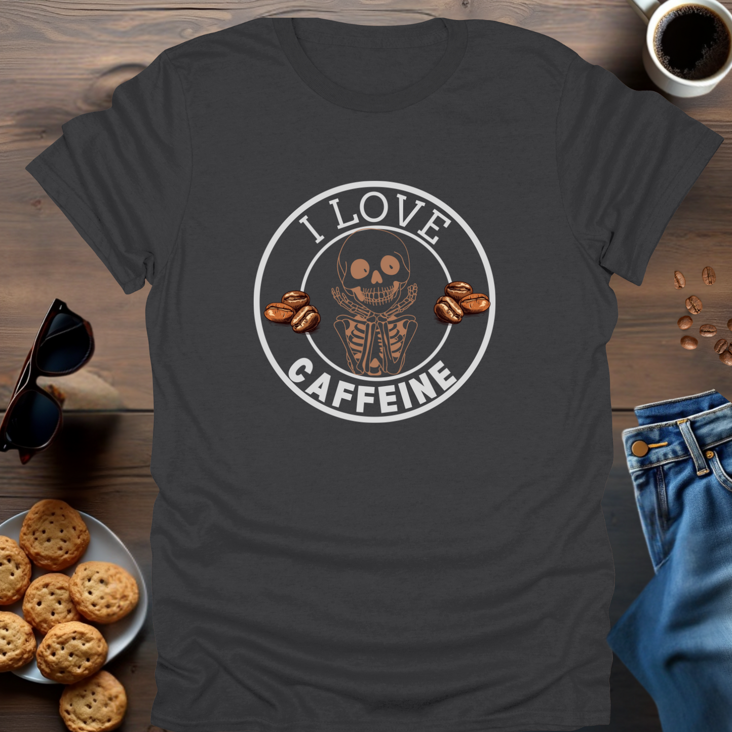 I Love Caffeine Skeleton T-Shirt