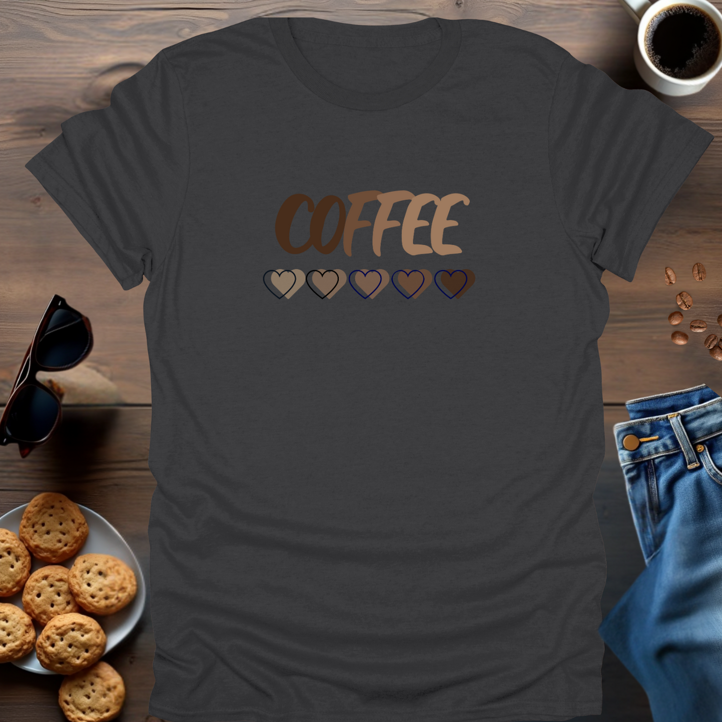 COFFEE with hearts below..... T-Shirt