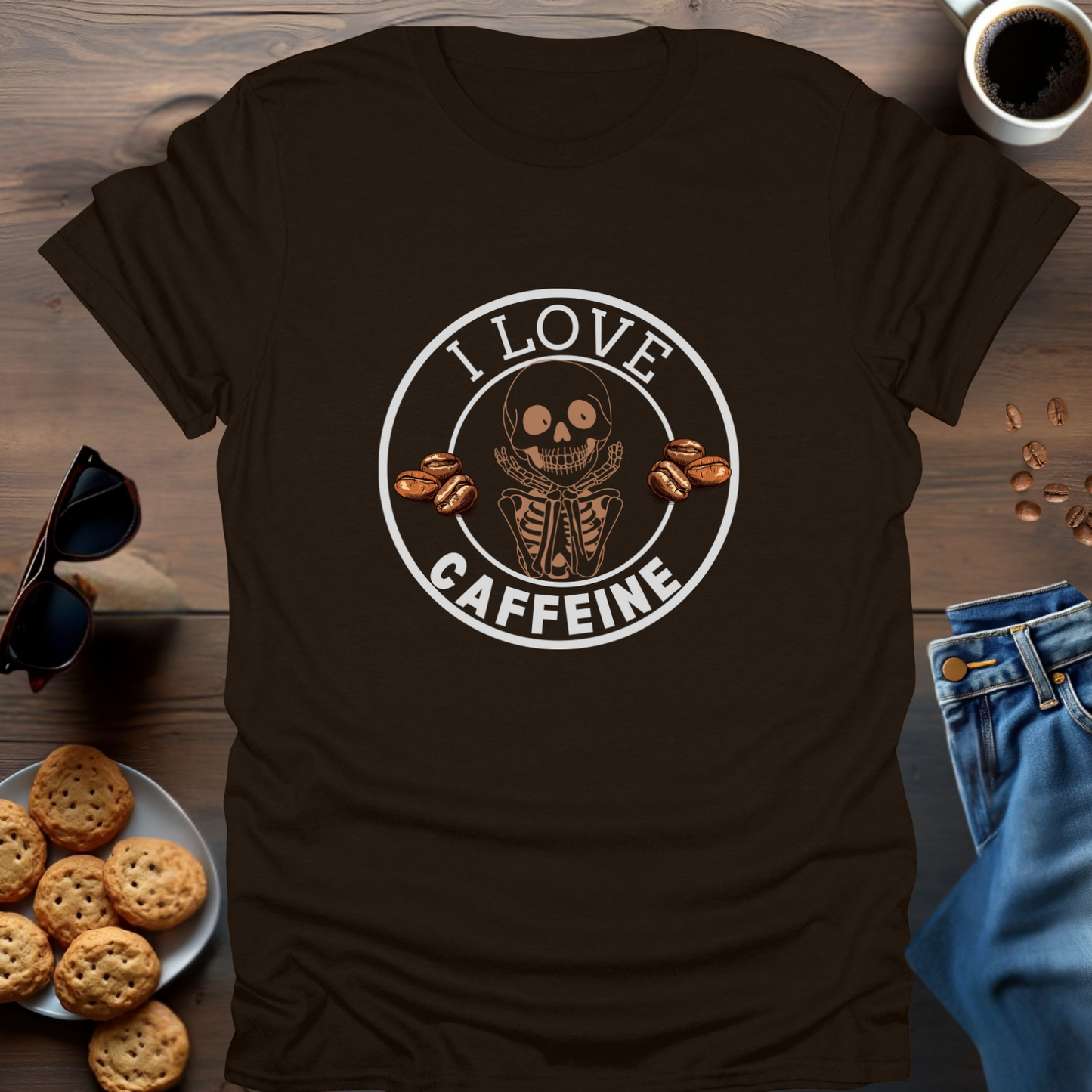 I Love Caffeine Skeleton T-Shirt