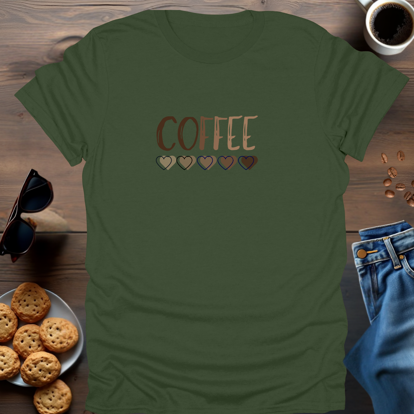 COFFEE with hearts below.... T-Shirt