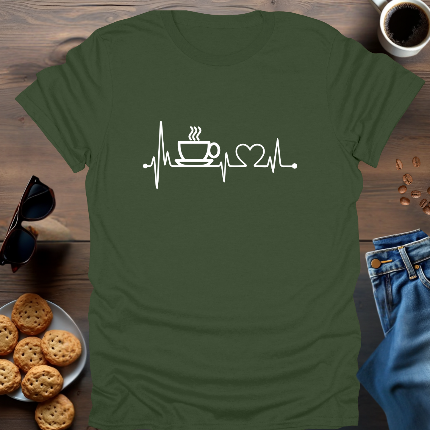 Love Coffee Heart Beat T-Shirt