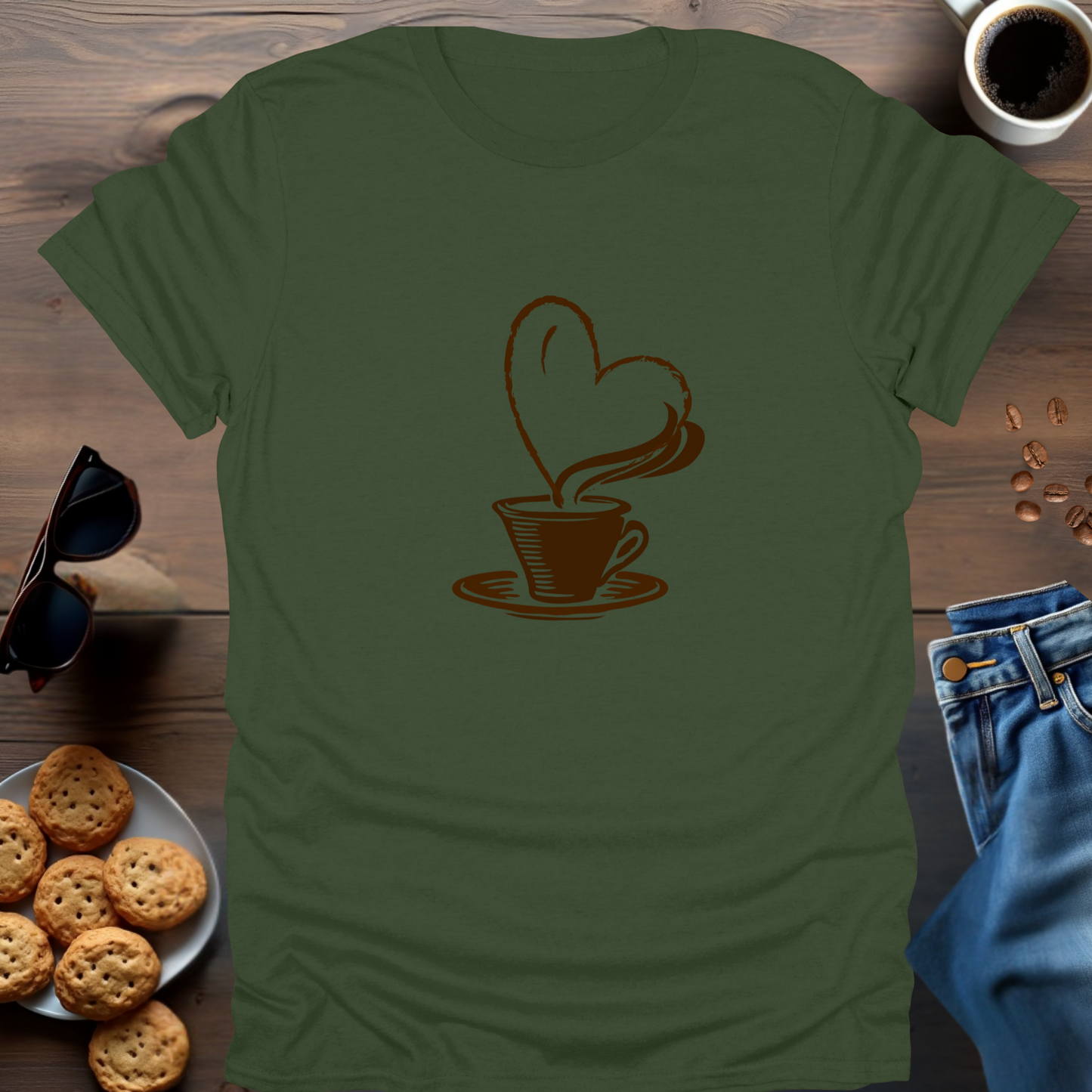 Coffee Cup With Heart T-Shirt (big)