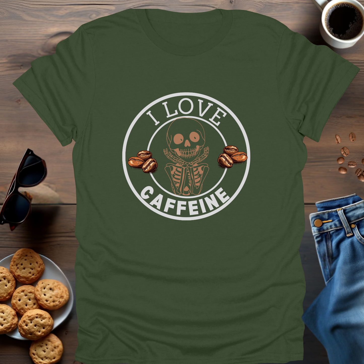 I Love Caffeine Skeleton T-Shirt