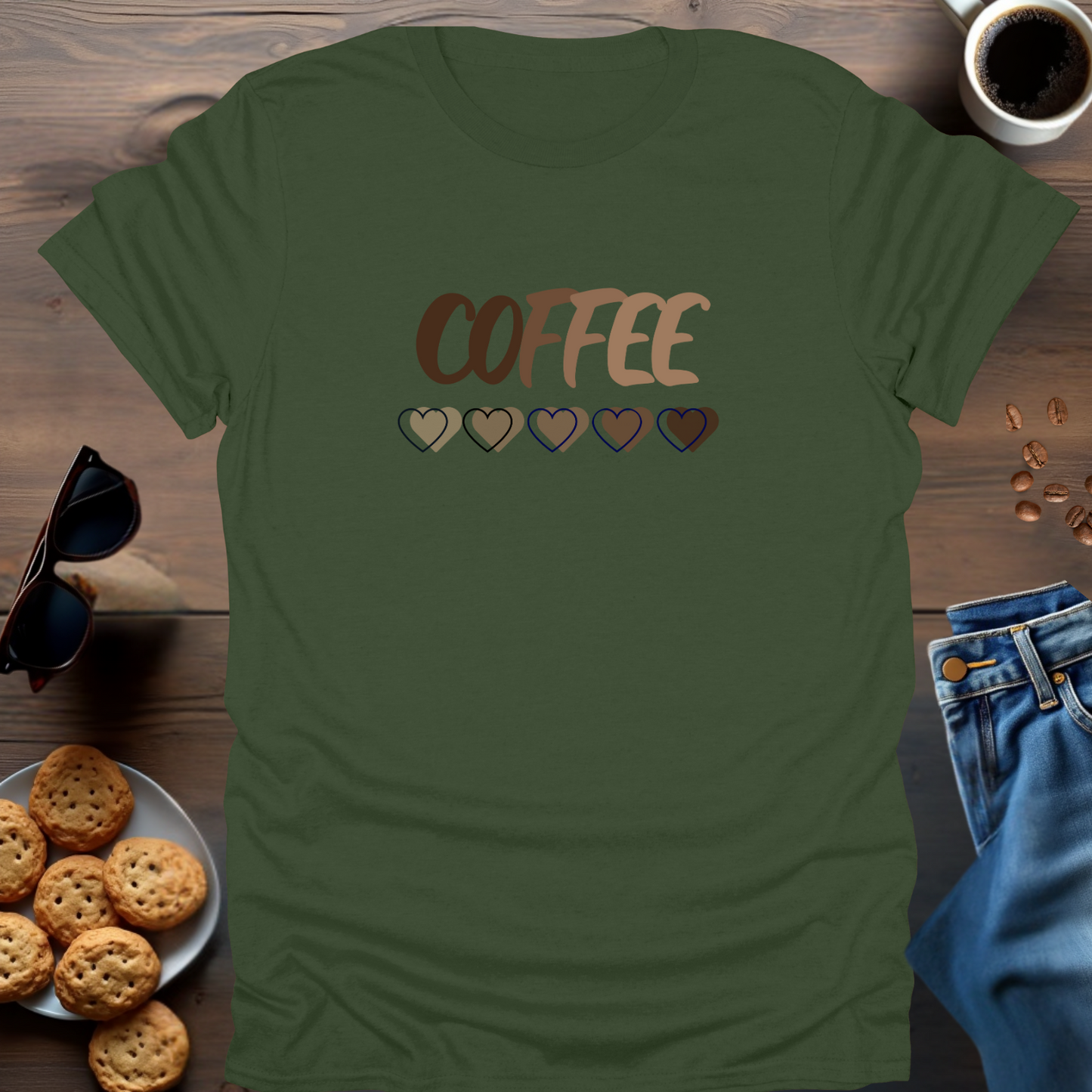 COFFEE with hearts below..... T-Shirt