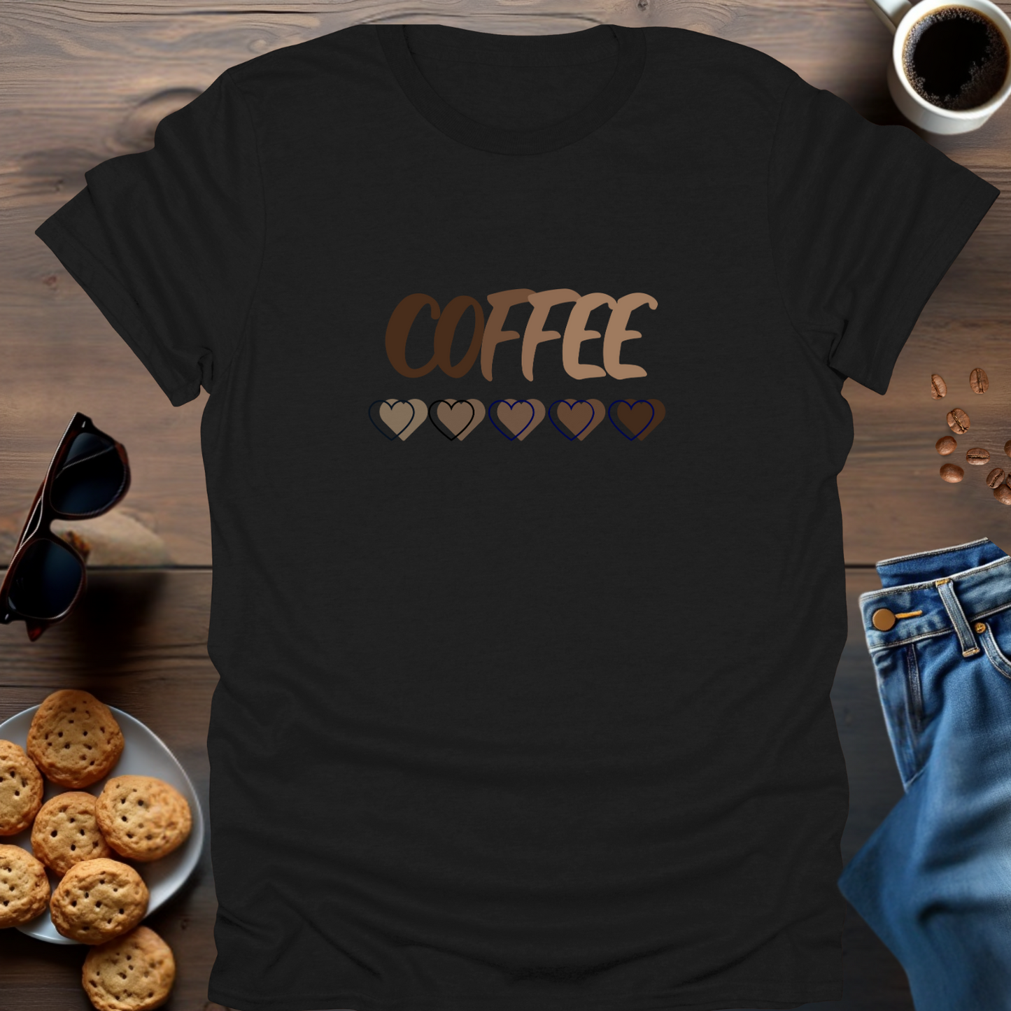 COFFEE with hearts below..... T-Shirt