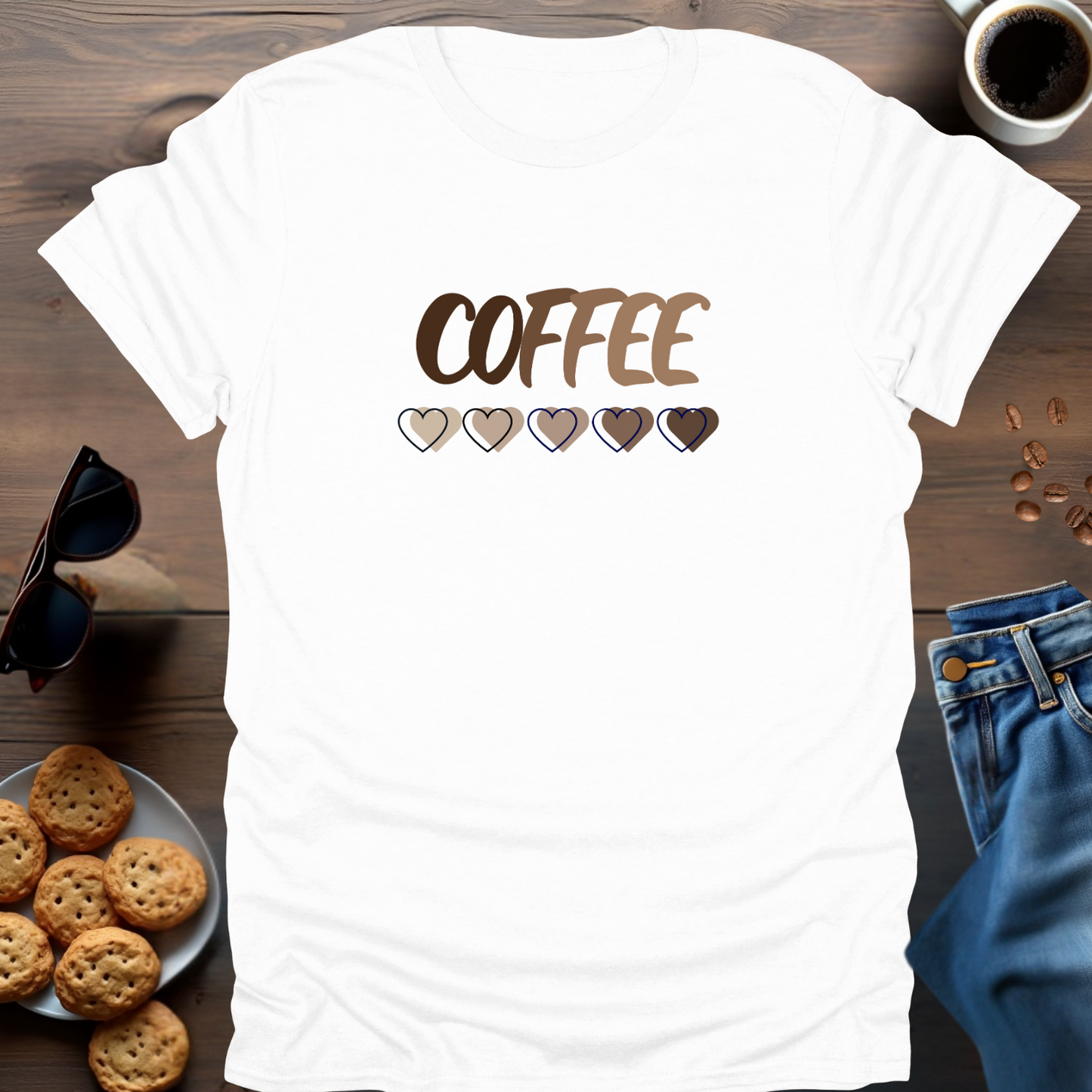 COFFEE with hearts below..... T-Shirt