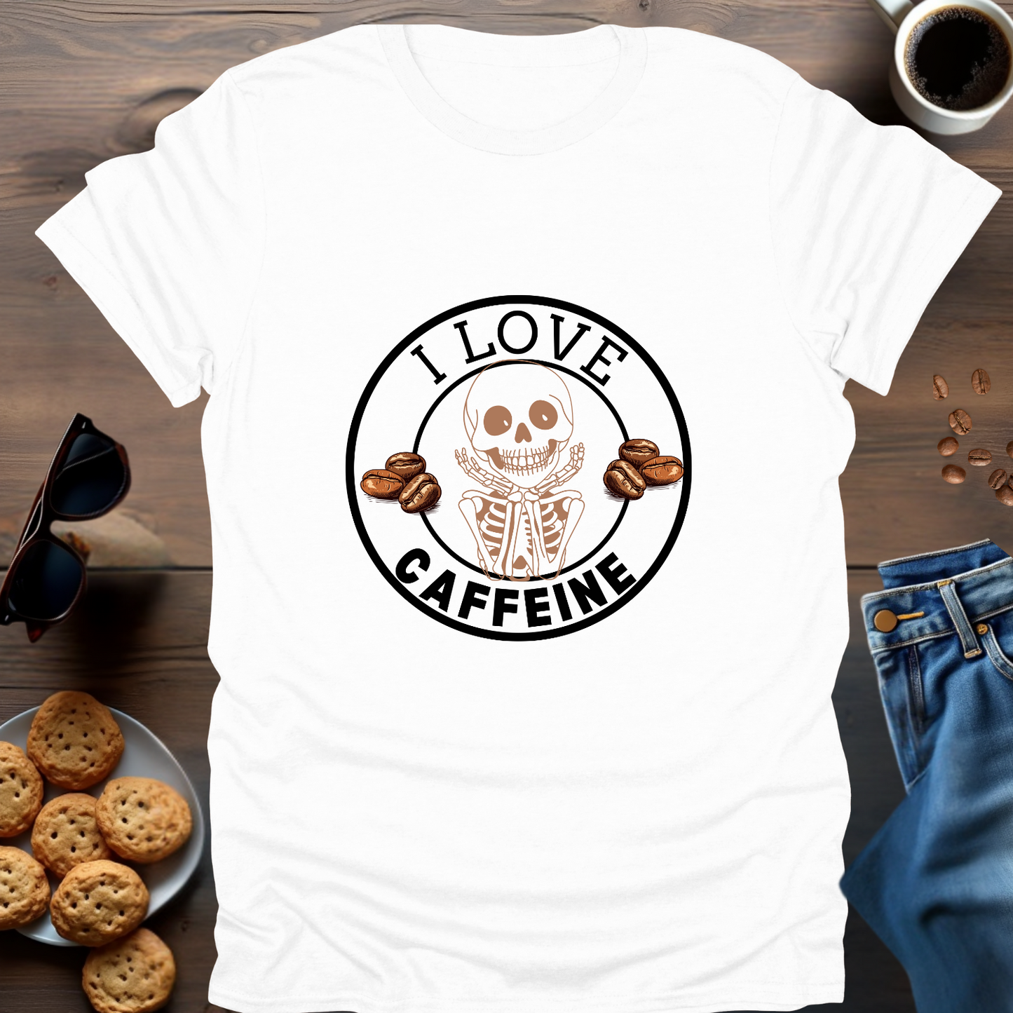 I Love Caffeine Skeleton T-Shirt