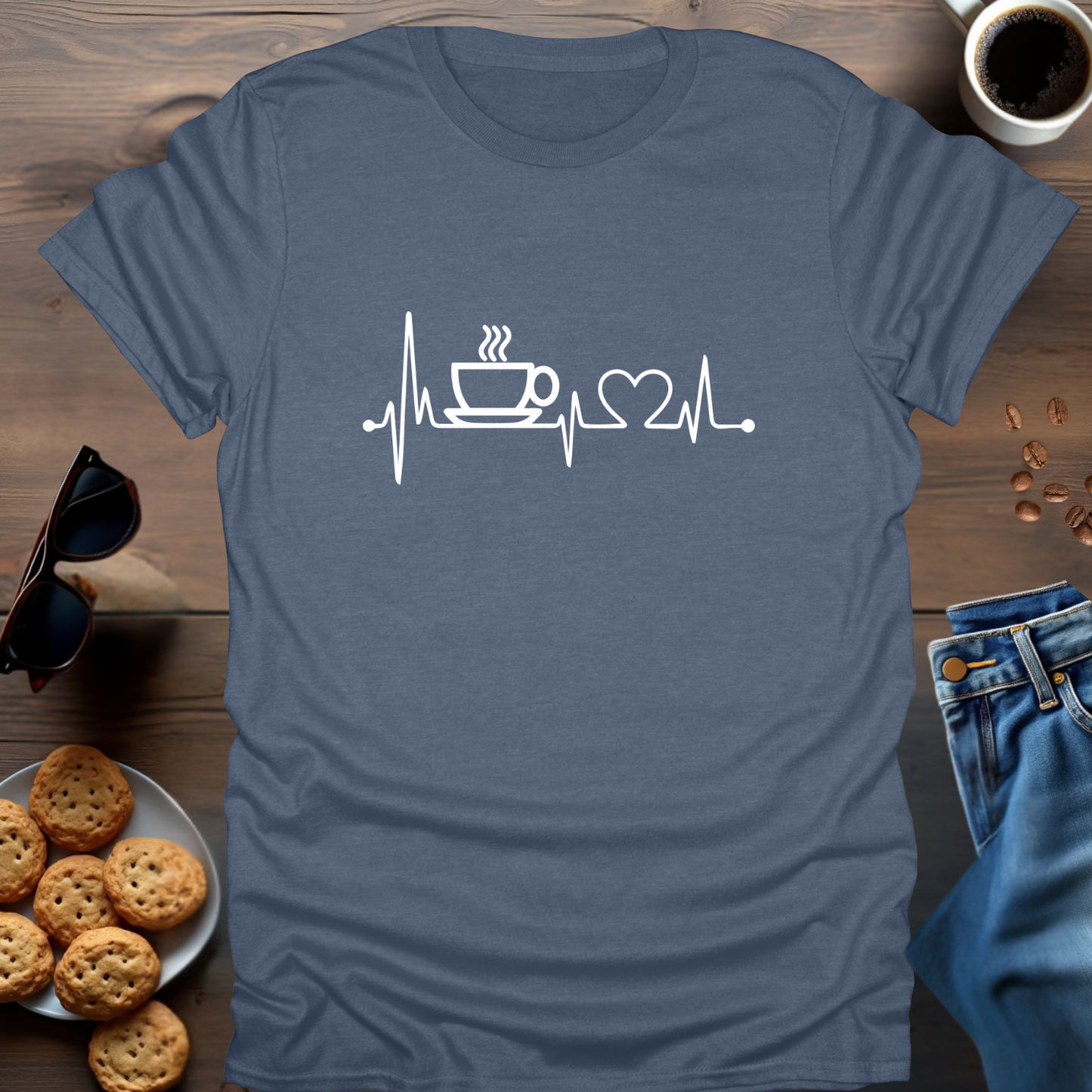 Love Coffee Heart Beat T-Shirt