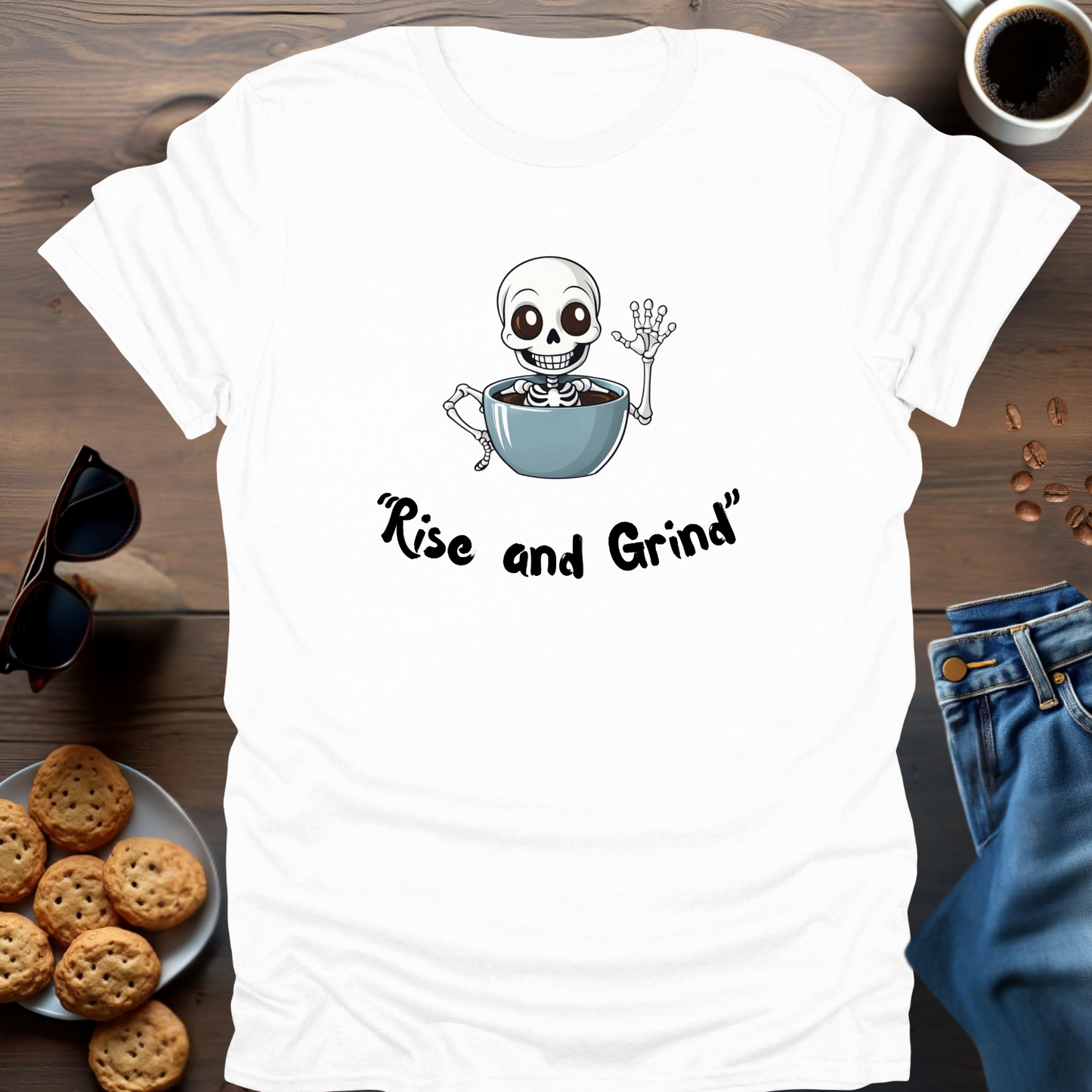 'Rise and Grind' Skeleton T-Shirt