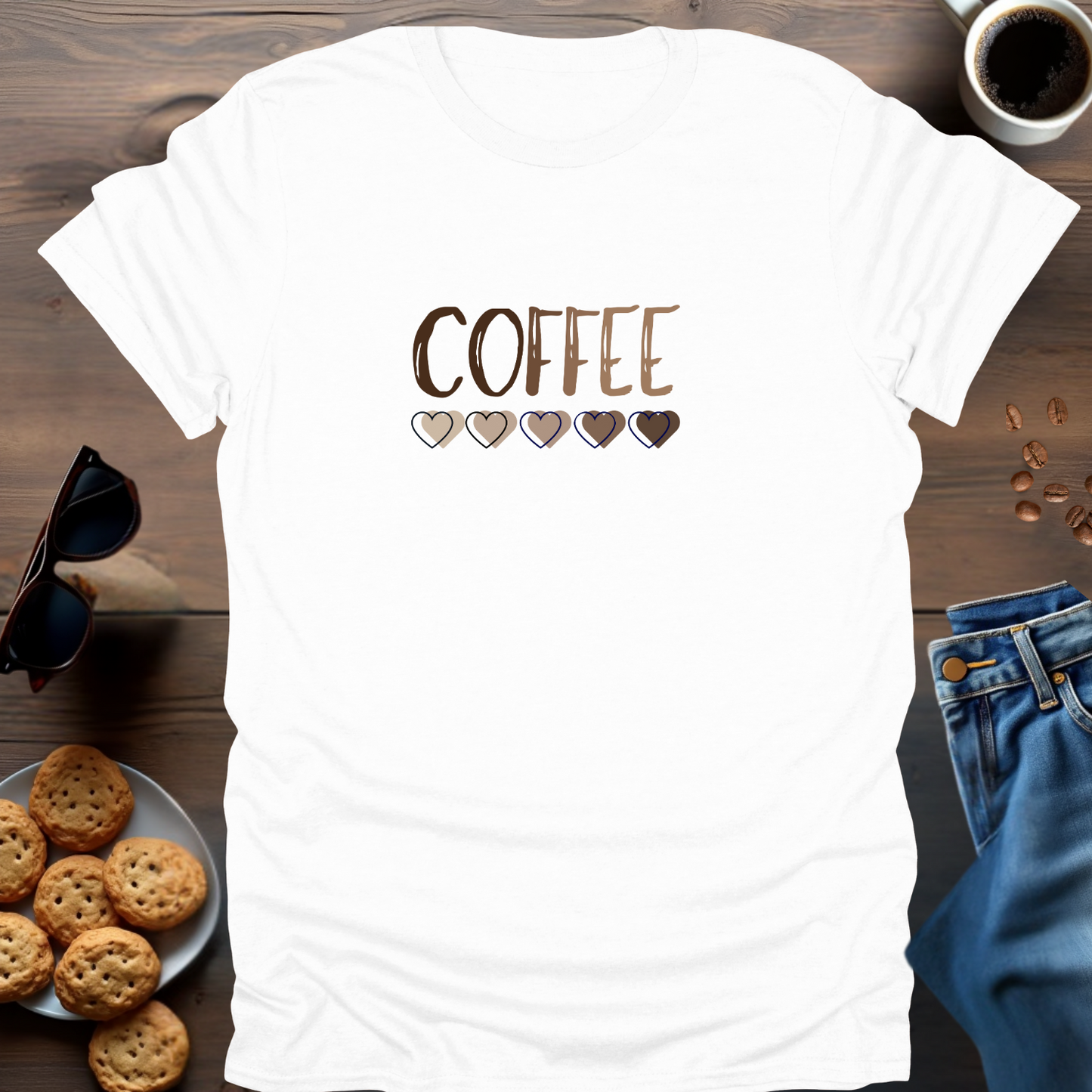 COFFEE with hearts below.... T-Shirt