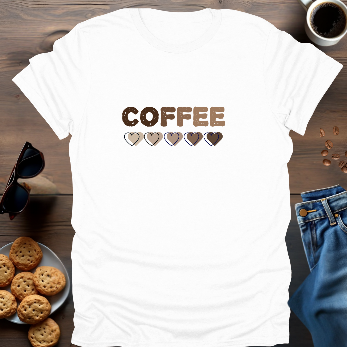 COFFEE with hearts below... T-Shirt