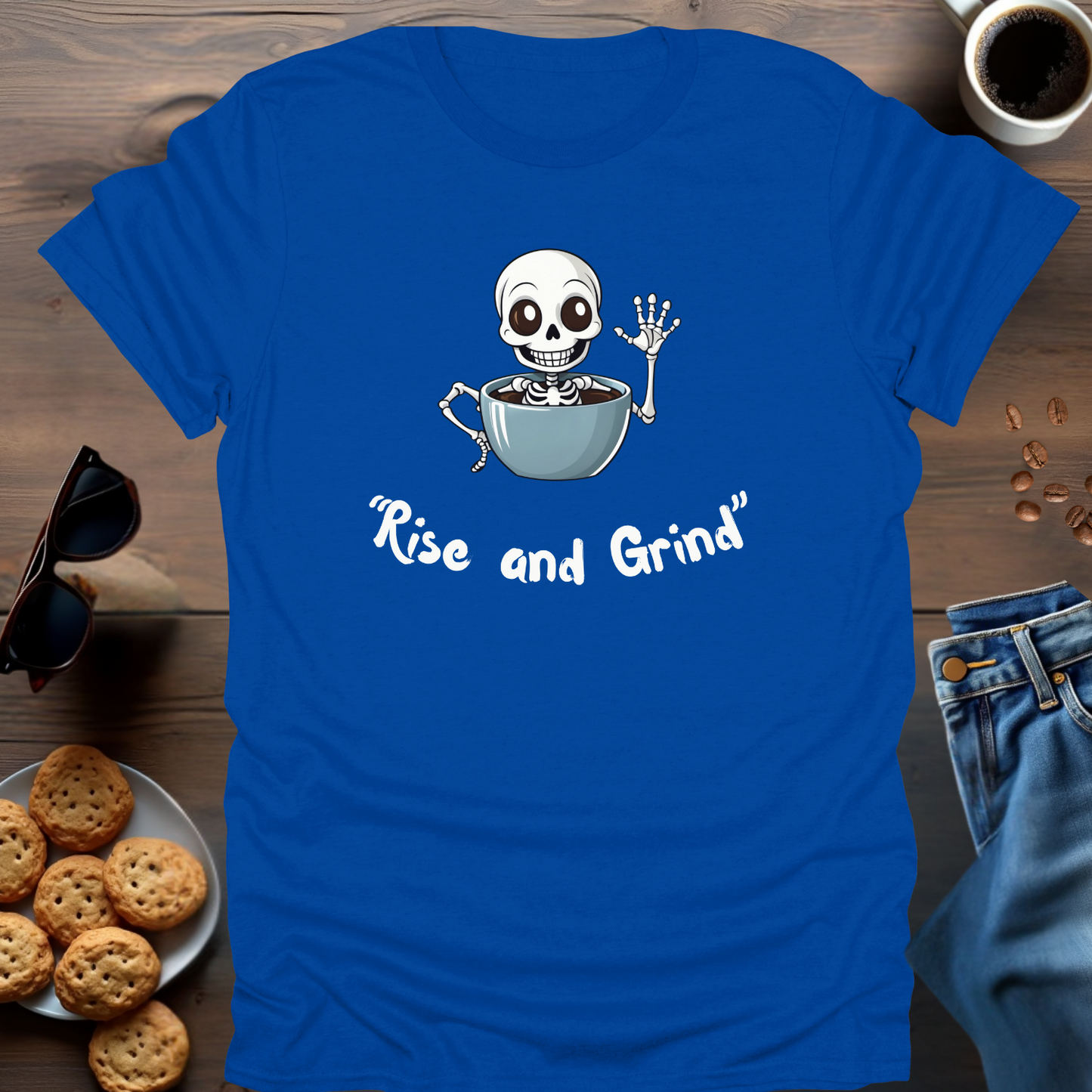 'Rise and Grind' Skeleton T-Shirt