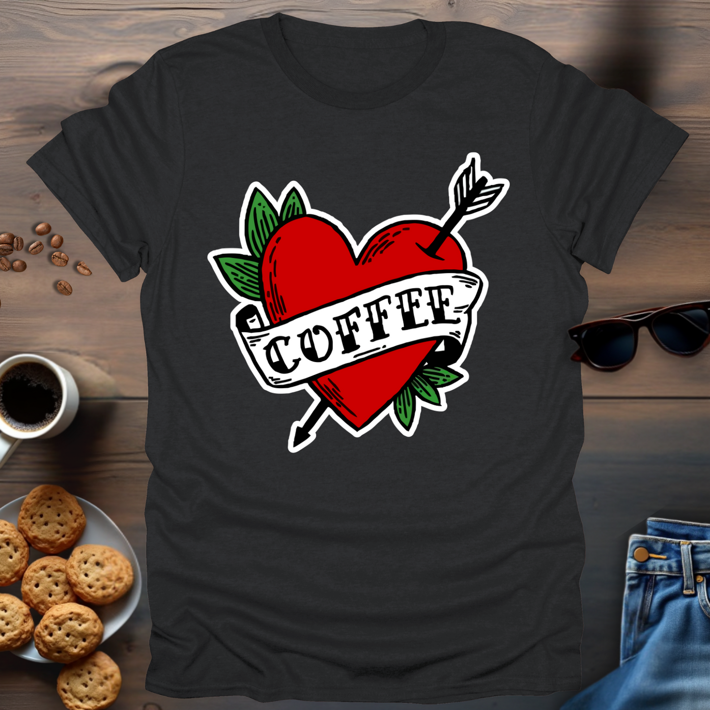 Coffee Heart Arrow T-Shirt