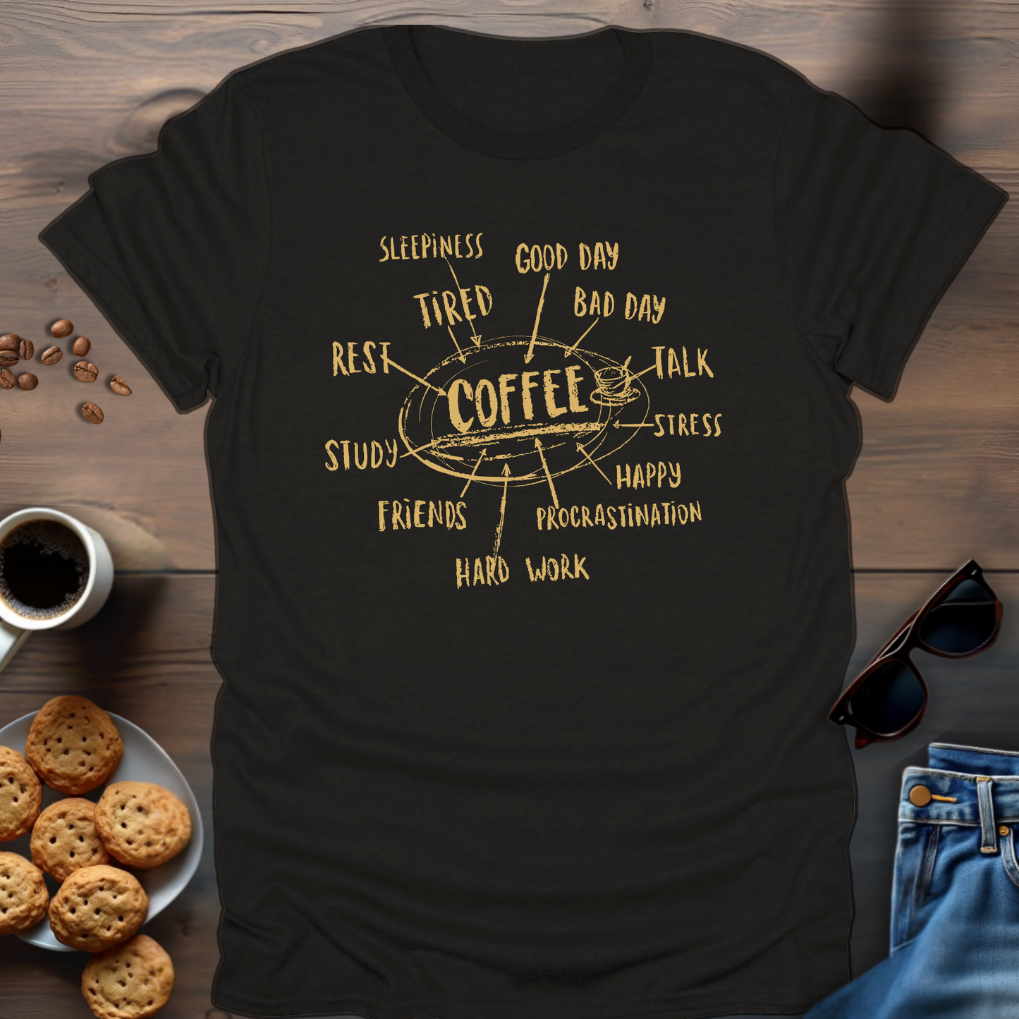 Coffee Addict Mind Map T-Shirt