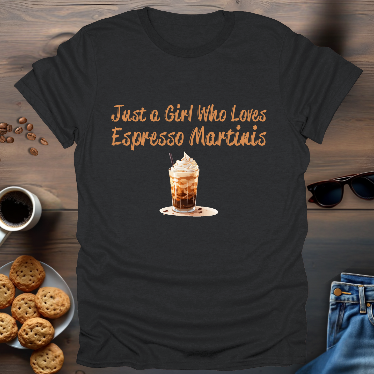 Just a Girl Who Loves Espresso Martinis in a glass T-Shirt