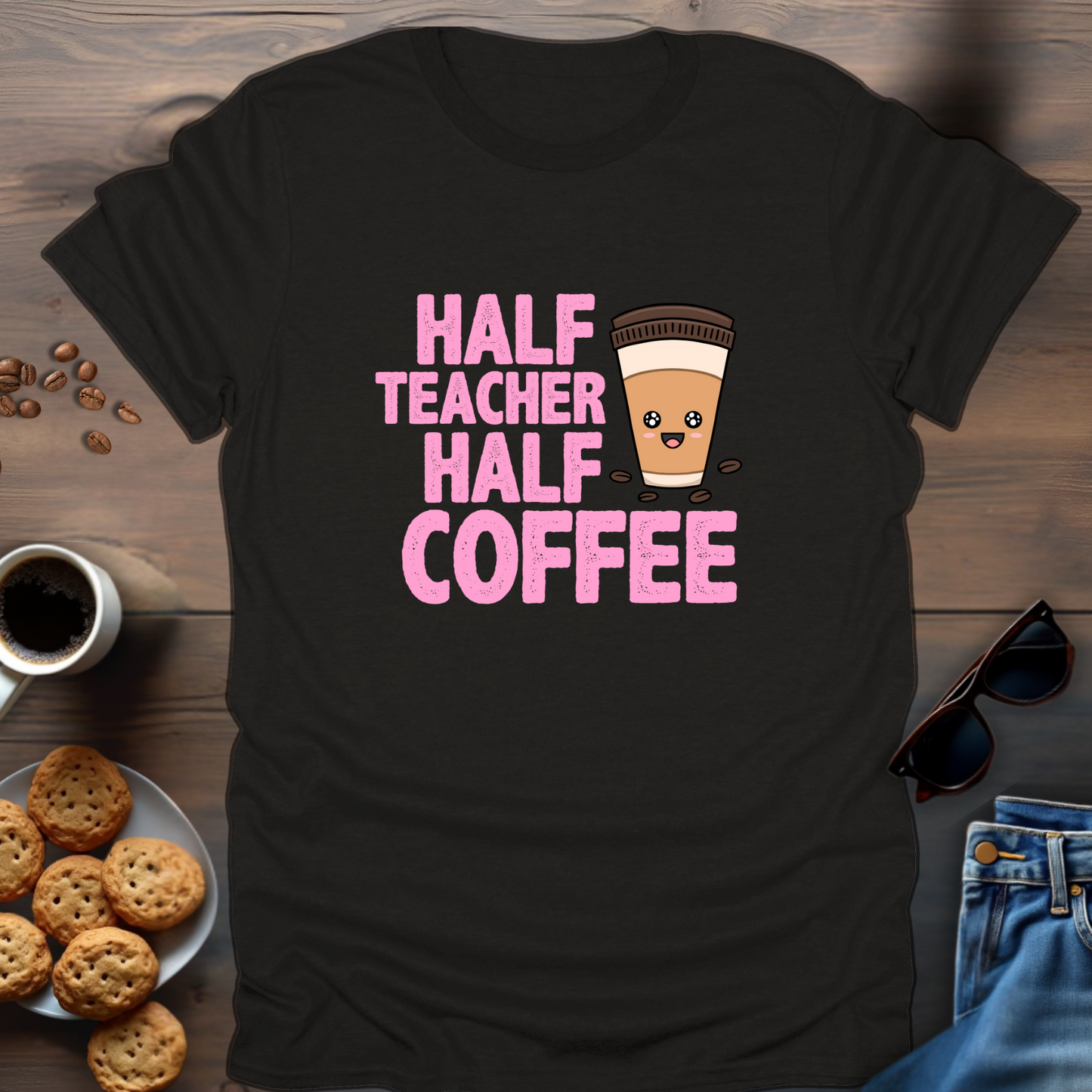 Half Teacher Half Coffee T-Shirt