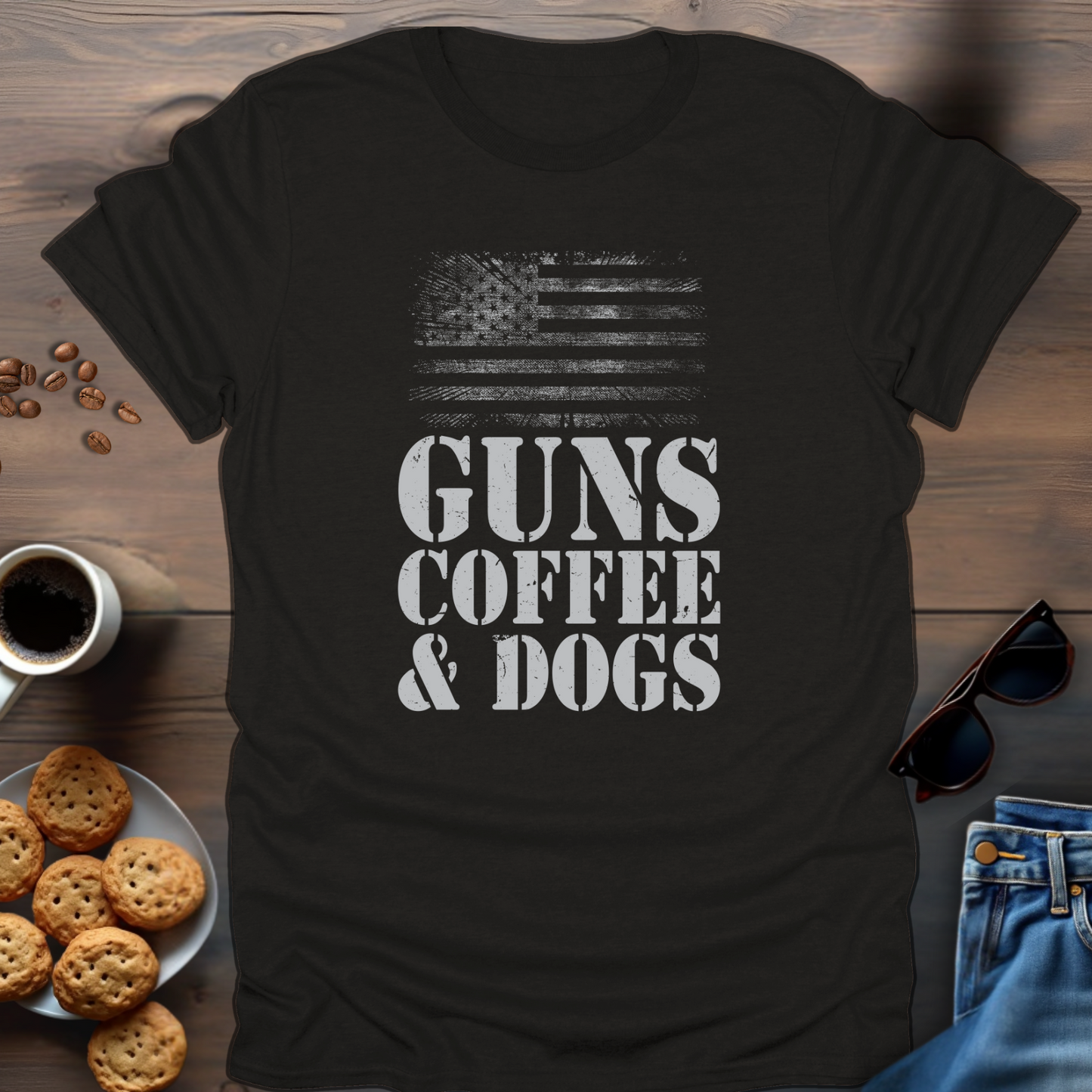 Guns Coffee & Dogs T-Shirt