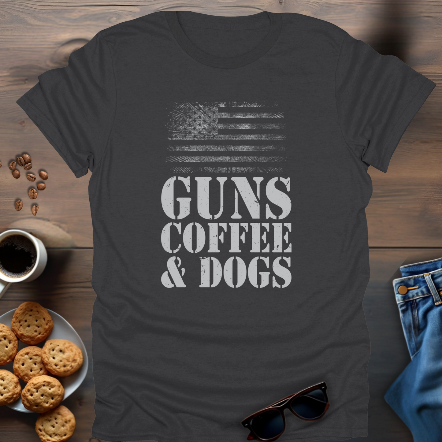 Guns Coffee & Dogs T-Shirt