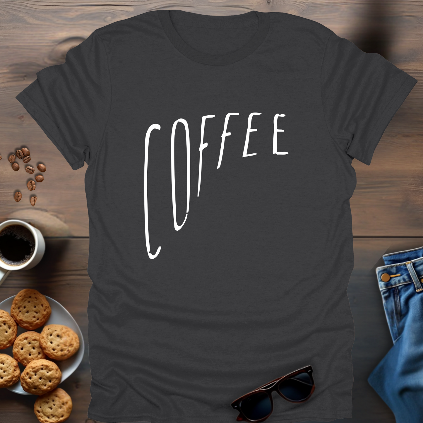 Coffee Big to Small Writing T-Shirt