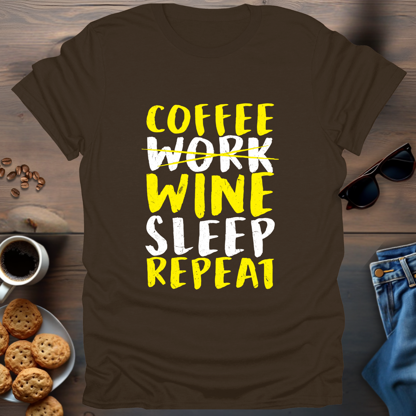 Coffee Work Wine Sleep Repeat T-Shirt