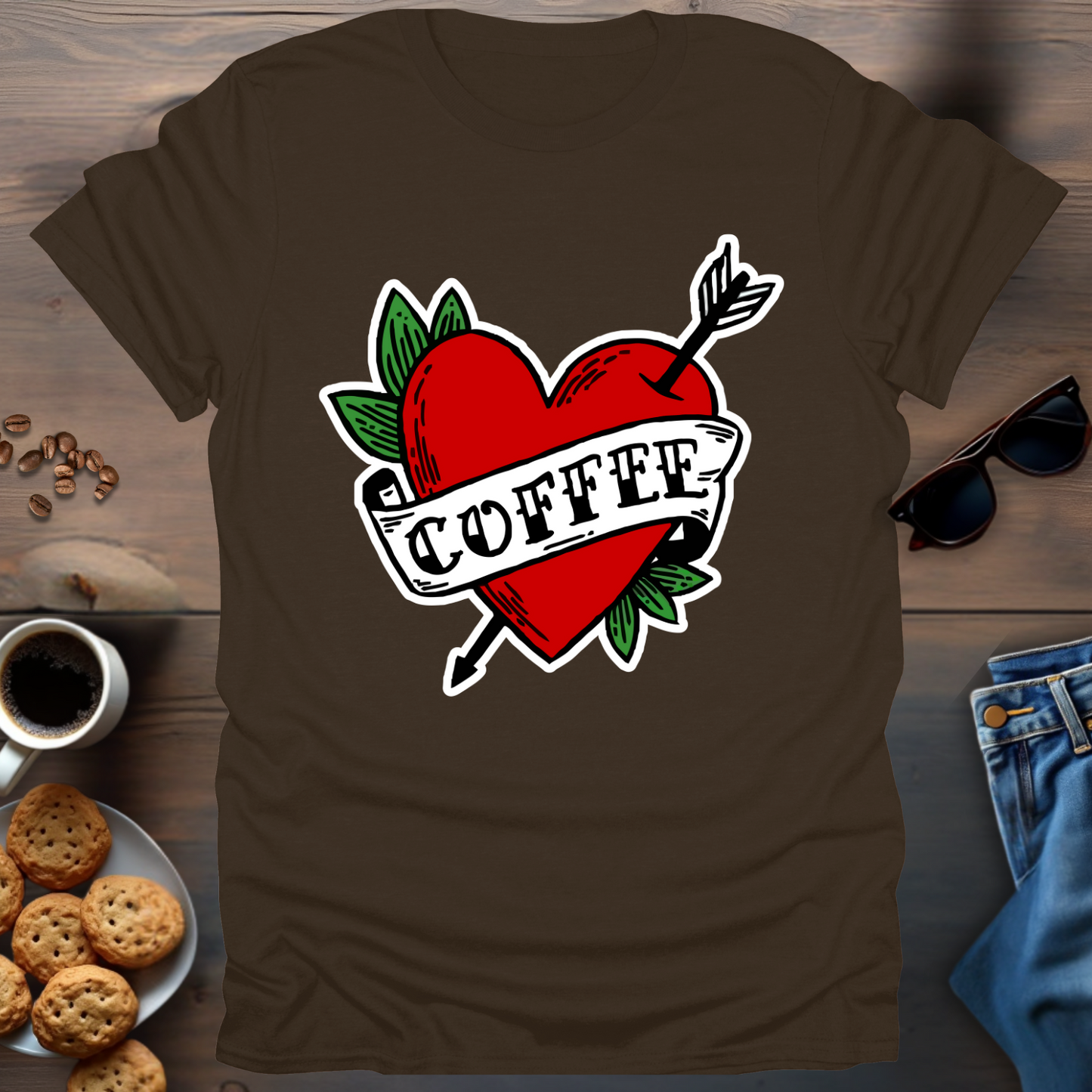 Coffee Heart Arrow T-Shirt