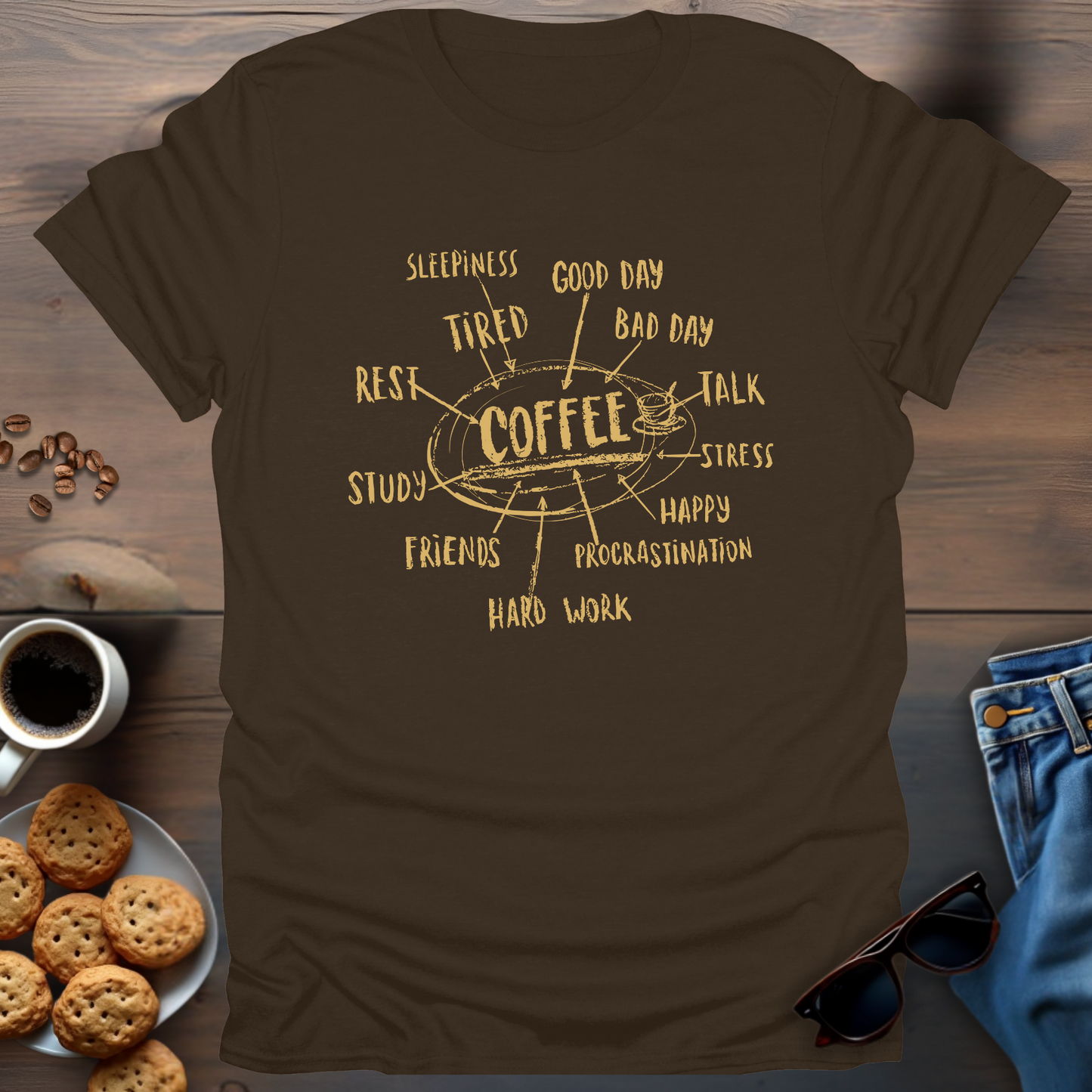 Coffee Addict Mind Map T-Shirt