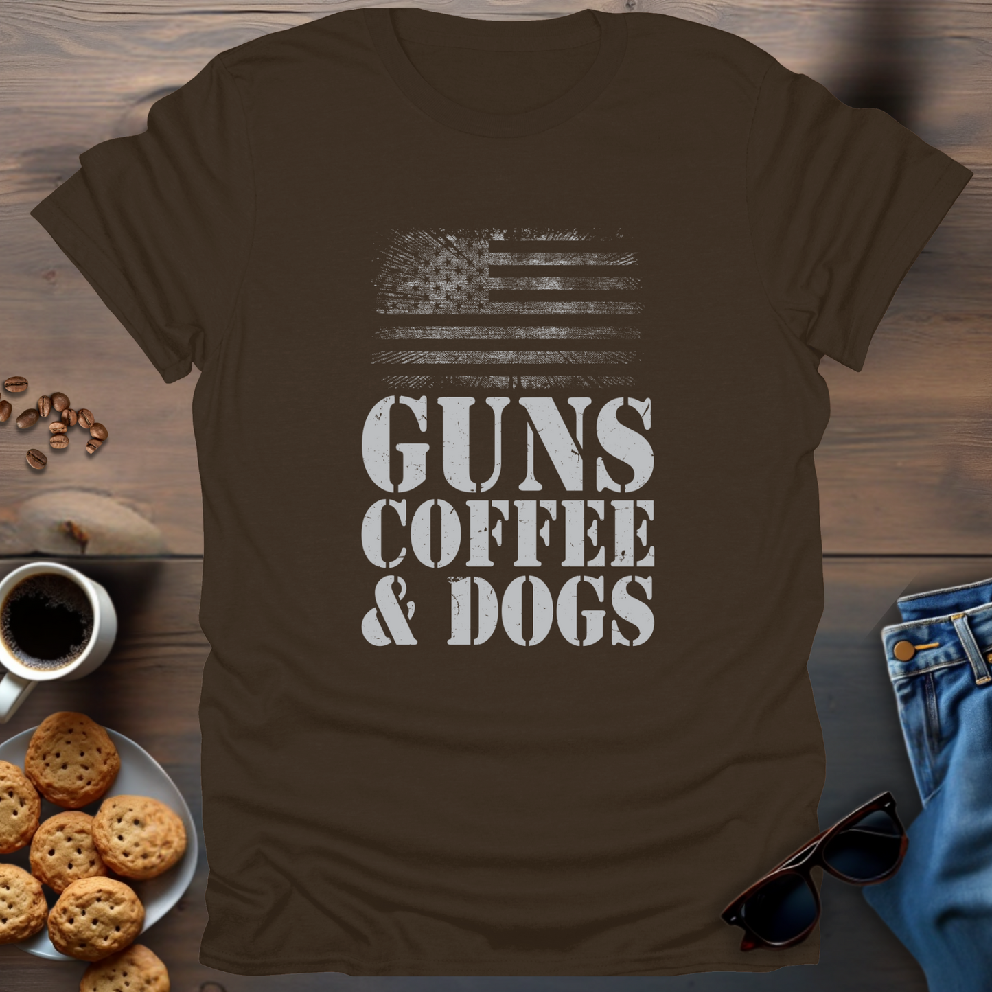 Guns Coffee & Dogs T-Shirt