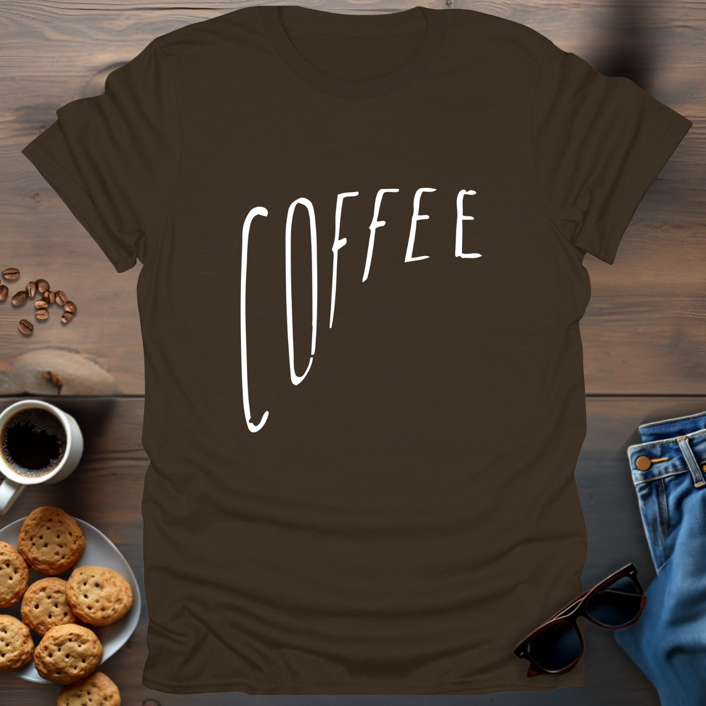 Coffee Big to Small Writing T-Shirt