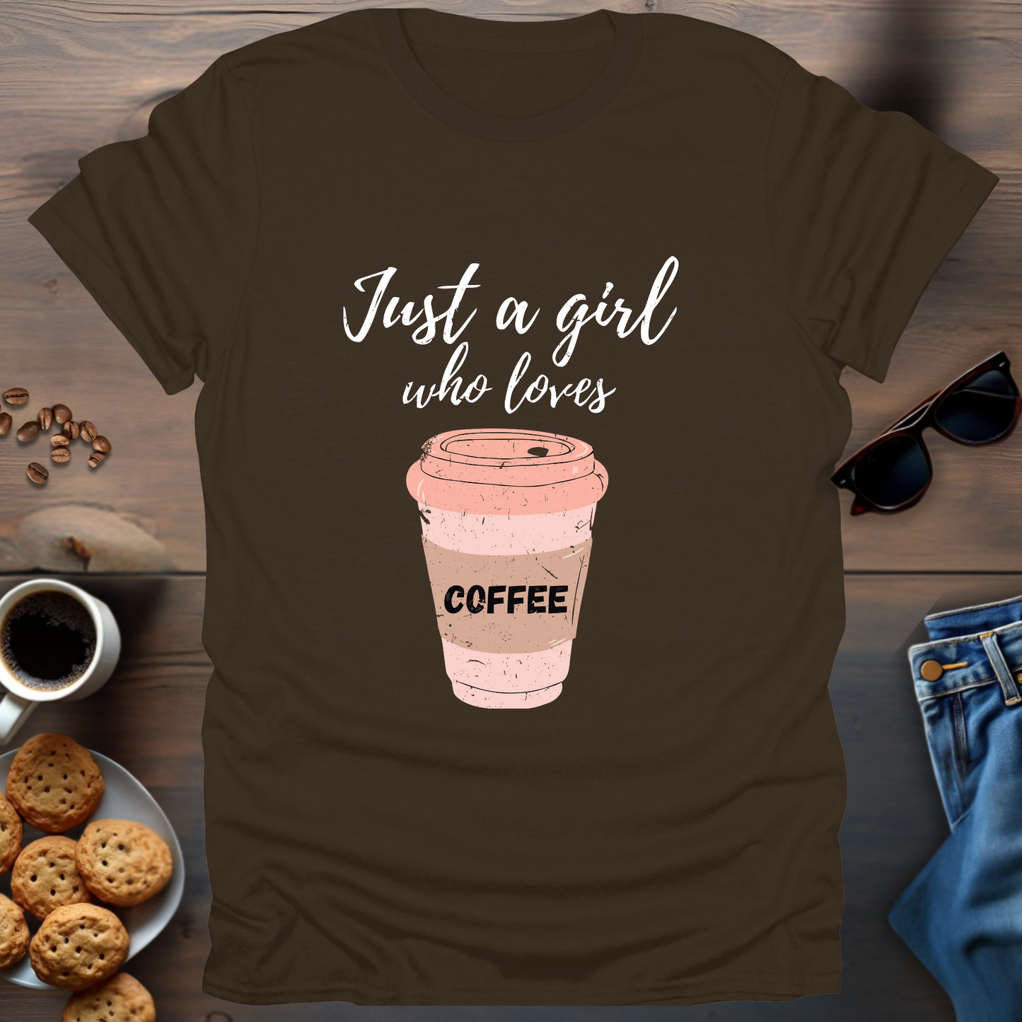 Just a girl who loves Coffee pink cup T-Shirt