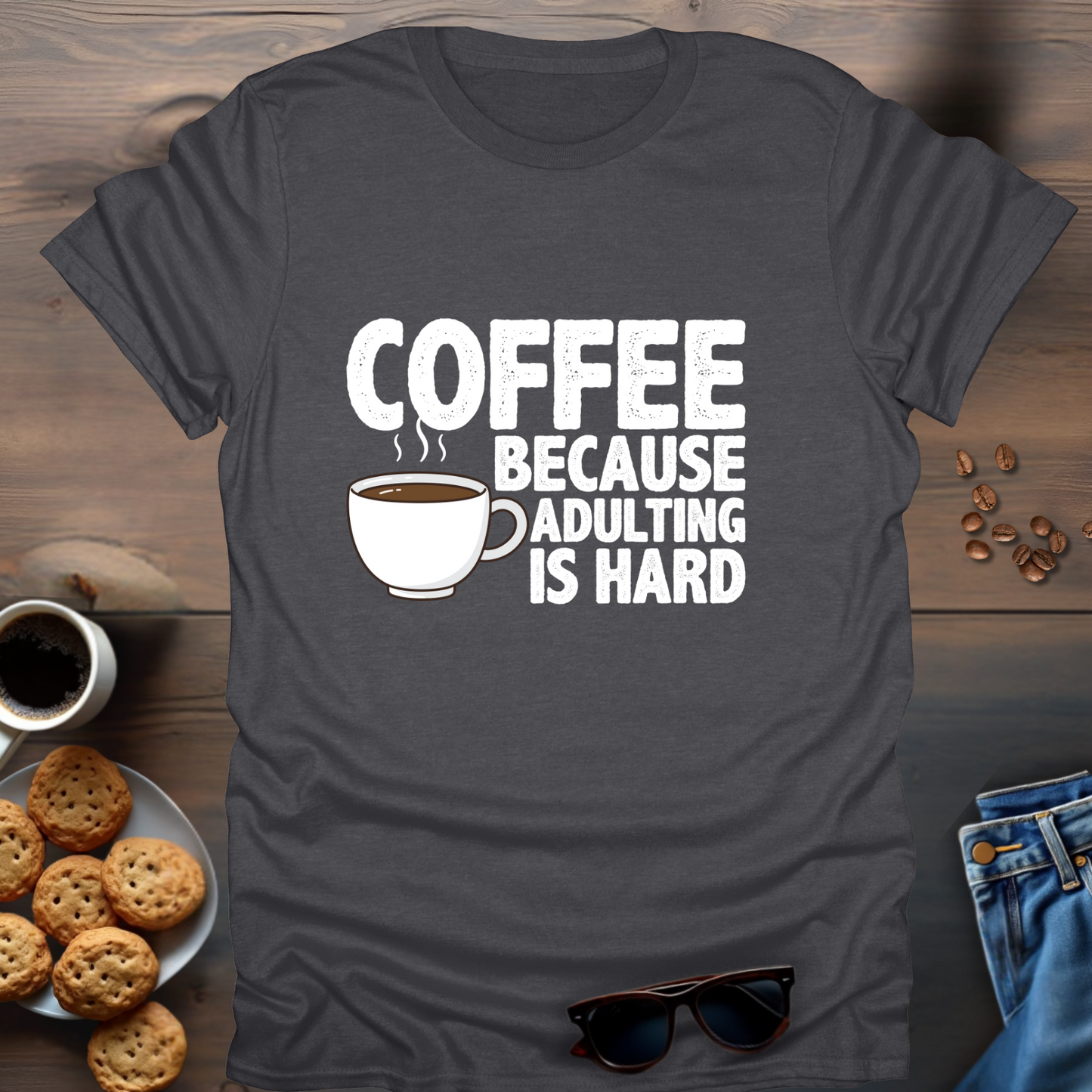 Coffee Because Adulting Is Hard T-Shirt