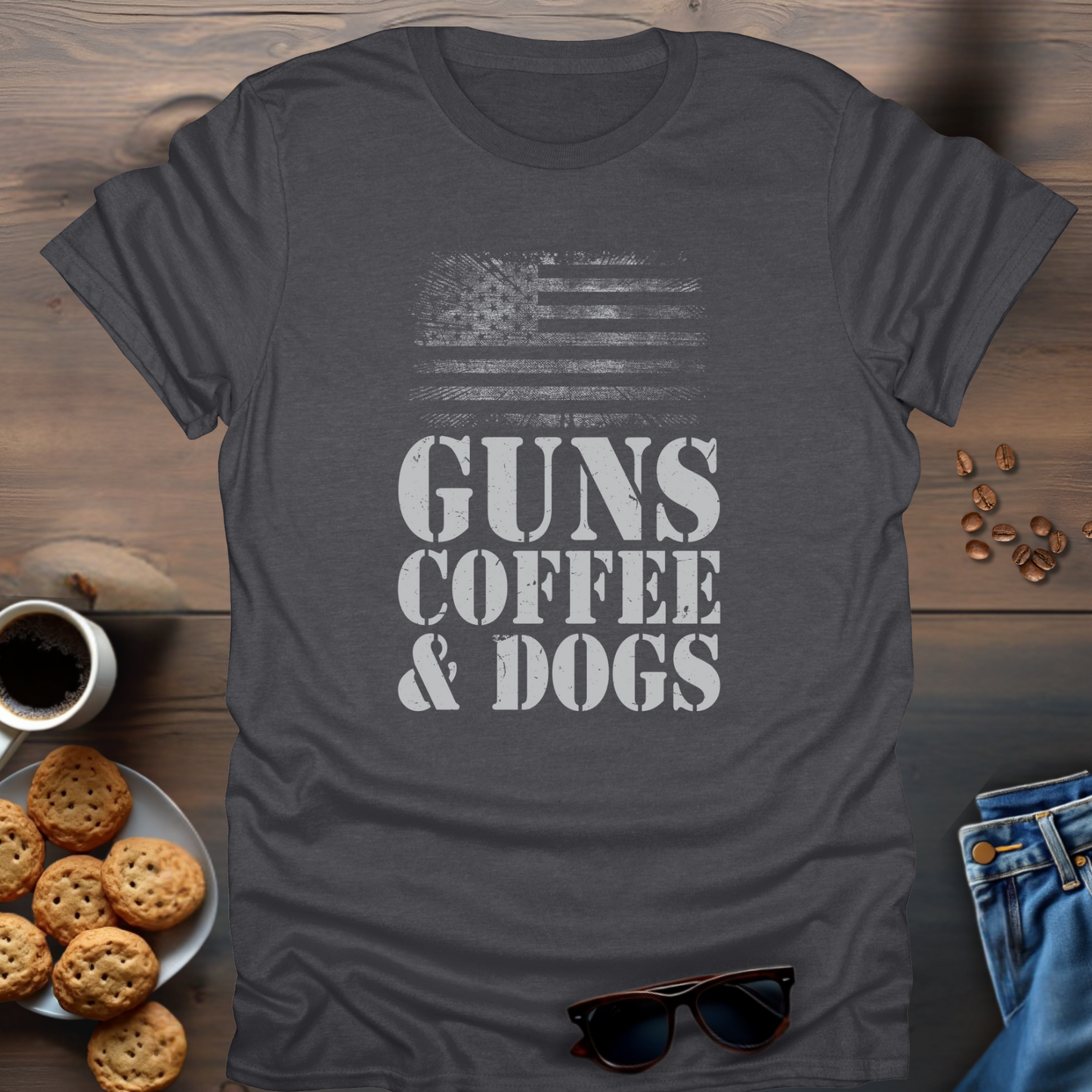 Guns Coffee & Dogs T-Shirt