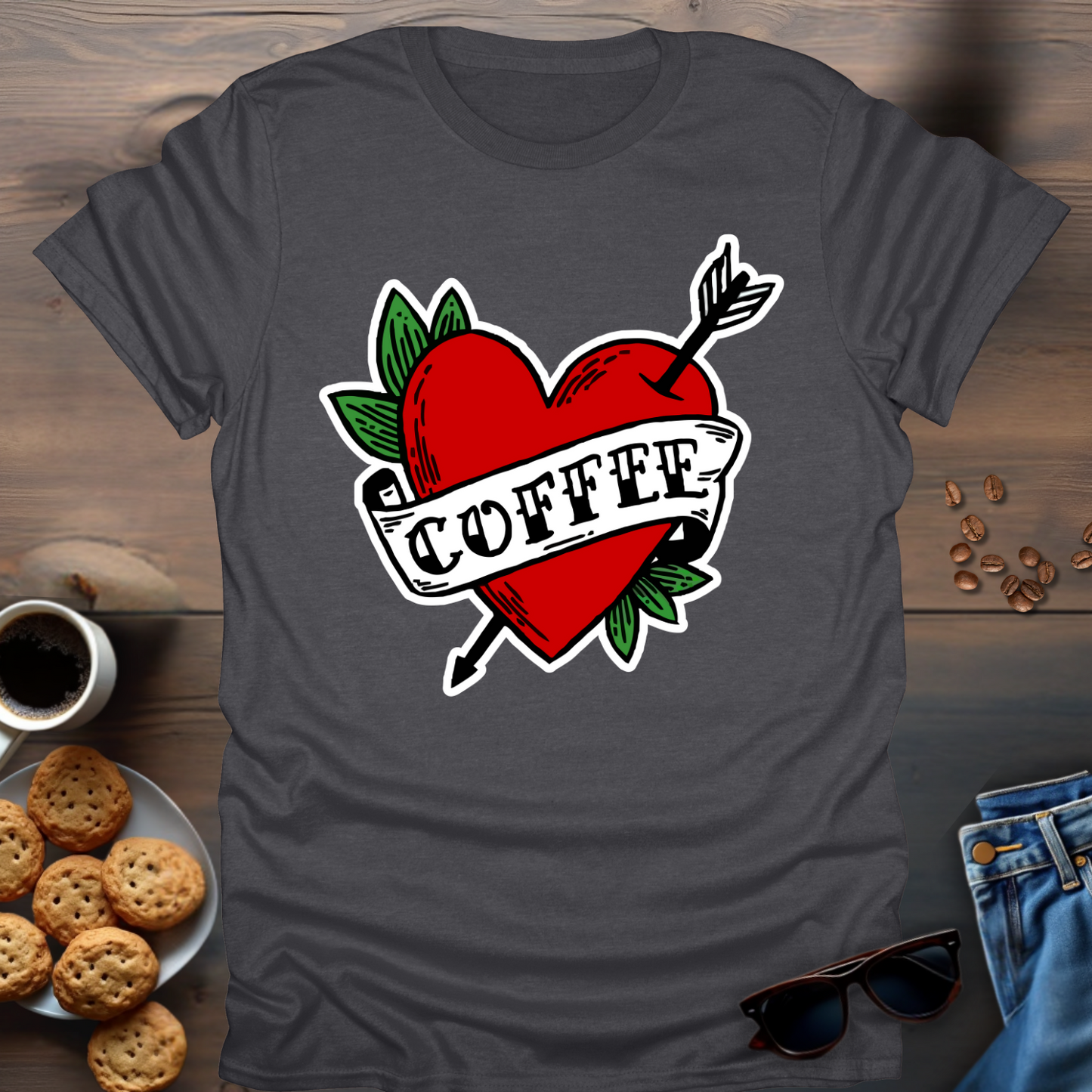 Coffee Heart Arrow T-Shirt